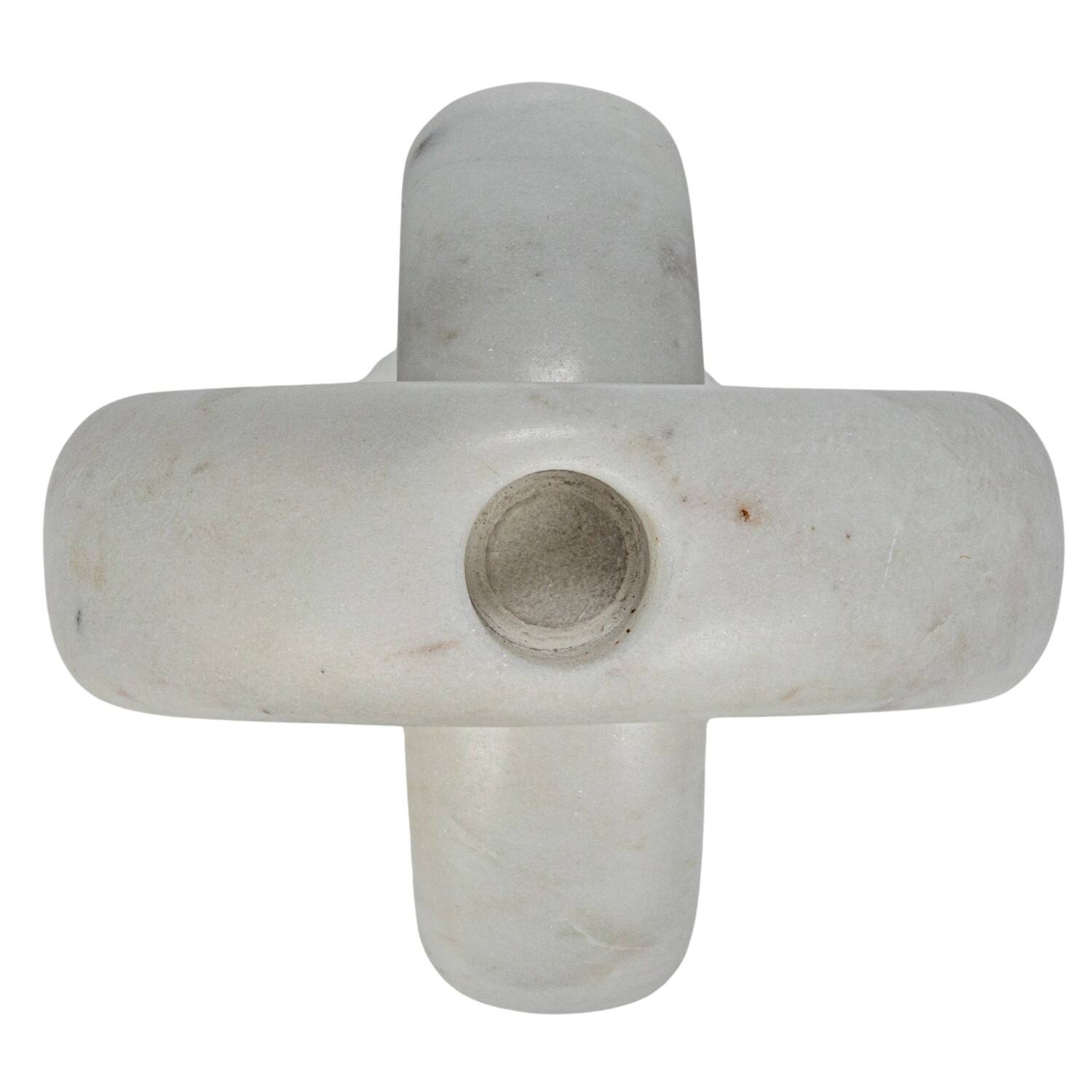 Hello Honey&#xAE; 8&#x22; White Decorative Marble Chain Link Taper Candle Holder
