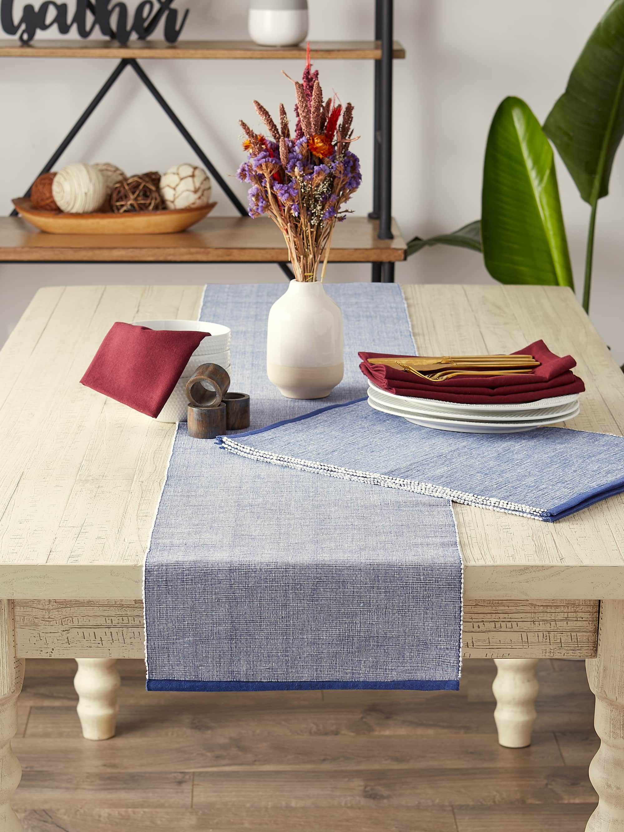 DII® 72" Chambray Ribbed Cotton Table Runner