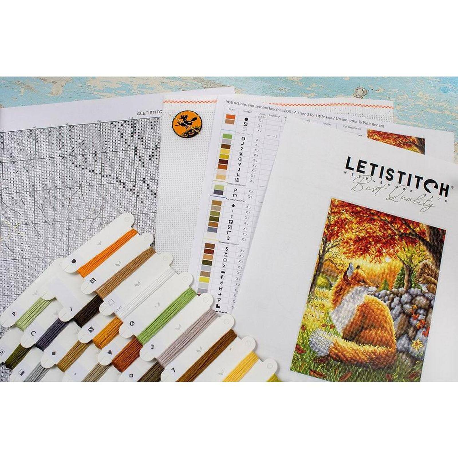 LetiStitch A Friend for Little Fox Counted Cross Stitch Kit