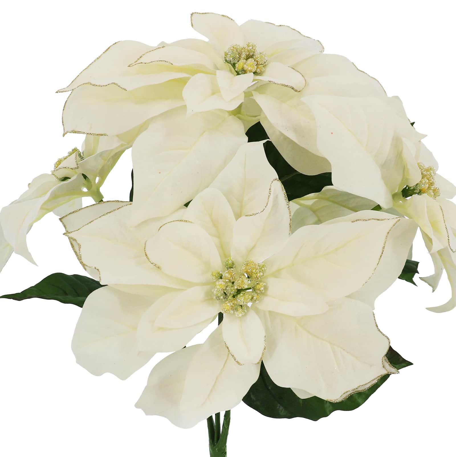 17&#x22; White &#x26; Silver Poinsettia Deluxe Bush by Ashland&#xAE;