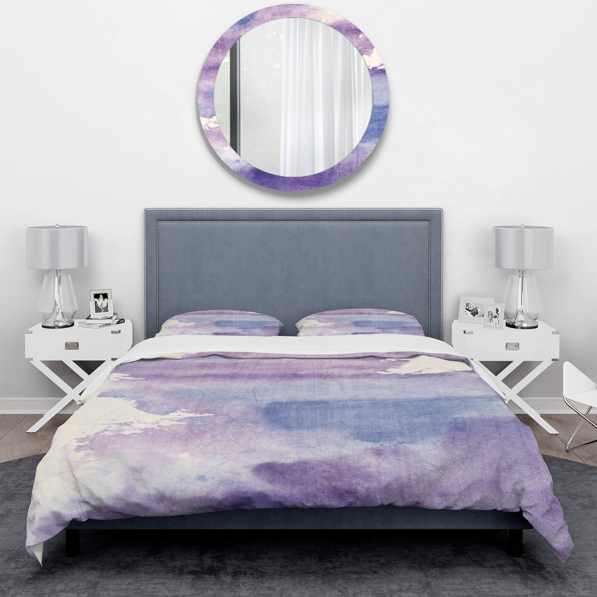 Designart &#x27;Watercolor Purple Haze I&#x27; Geometric Bedding Set - Duvet Cover &#x26; Shams