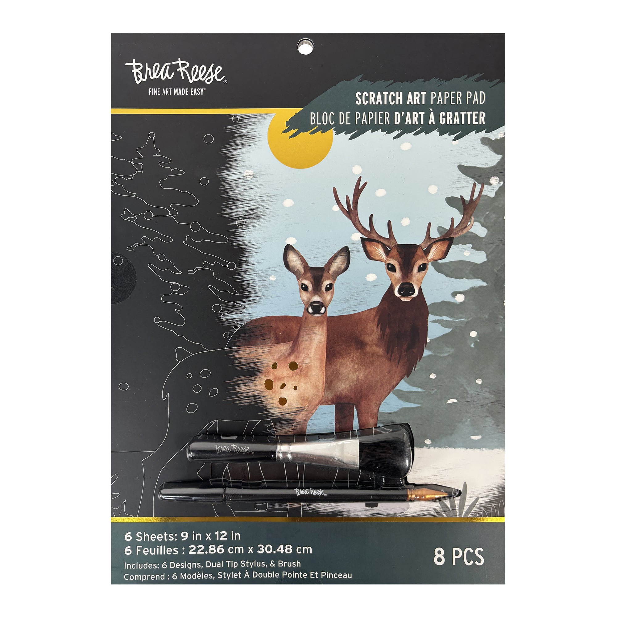 Brea Reese&#x2122; 9&#x22; x 12&#x22; Winter Deer Scratch Art Paper Pad