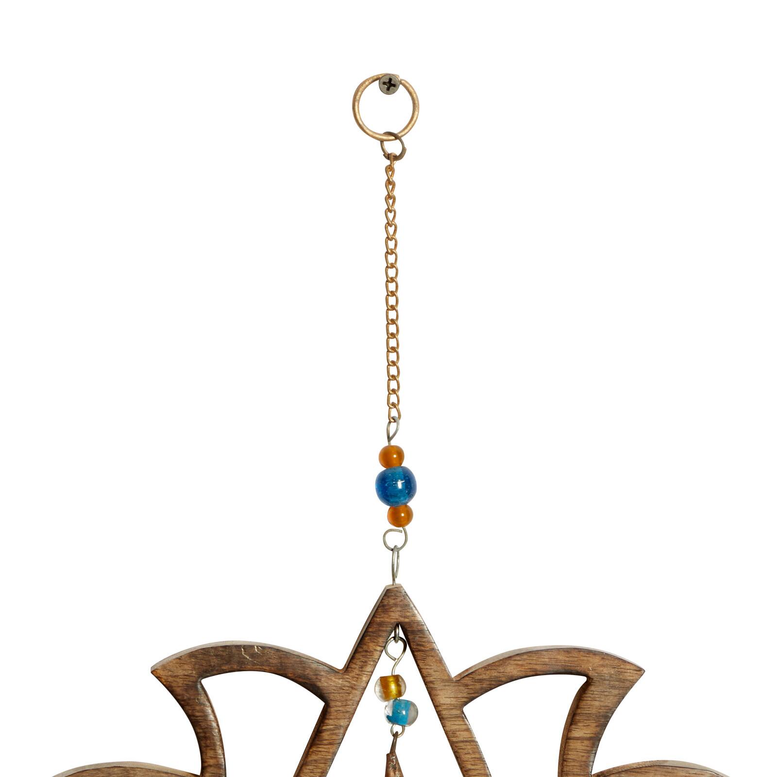 Gold Mango Wood Eclectic Style Windchime, 15" x 30"
