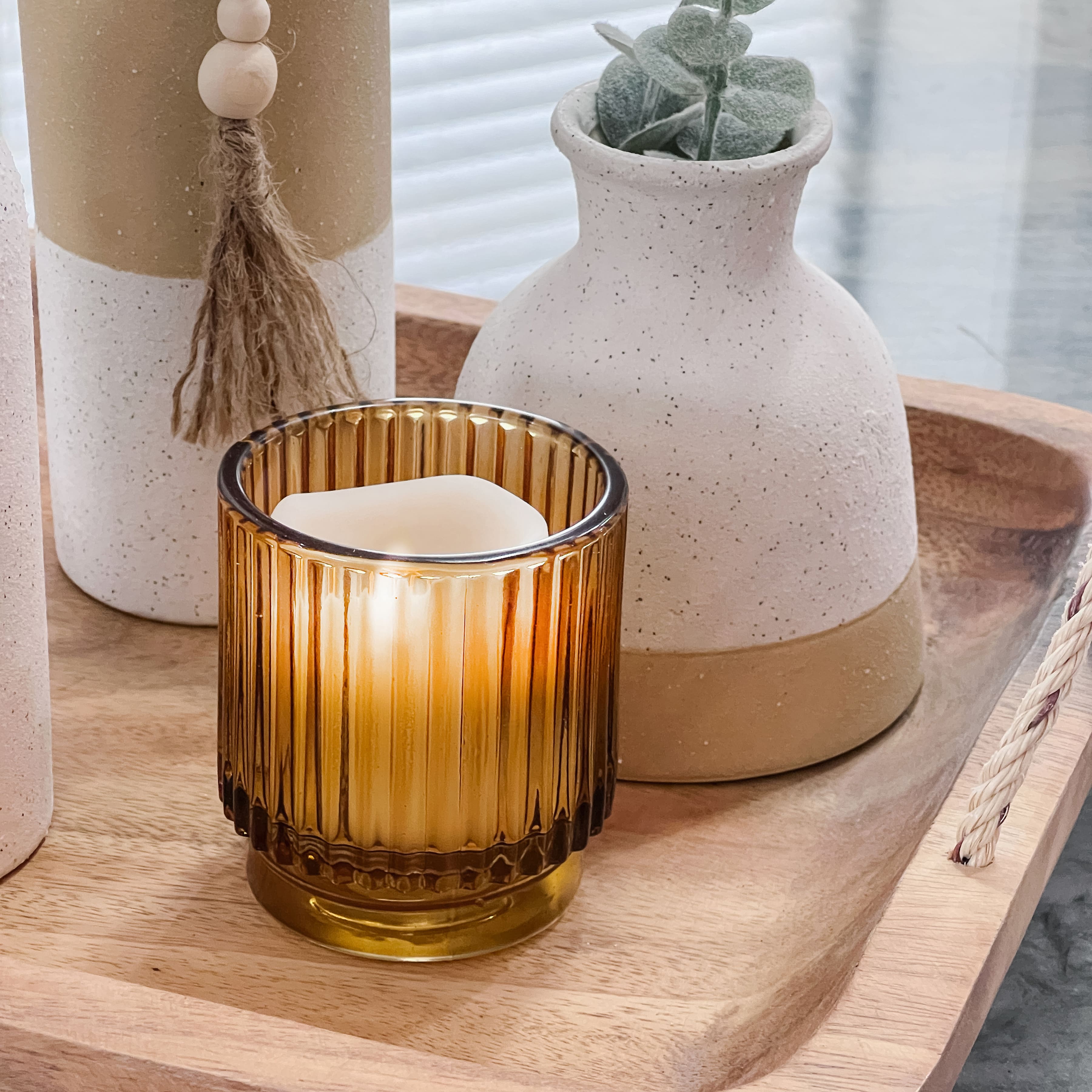 Kate Aspen&#xAE; Ribbed Glass Votive Candle Holder Set
