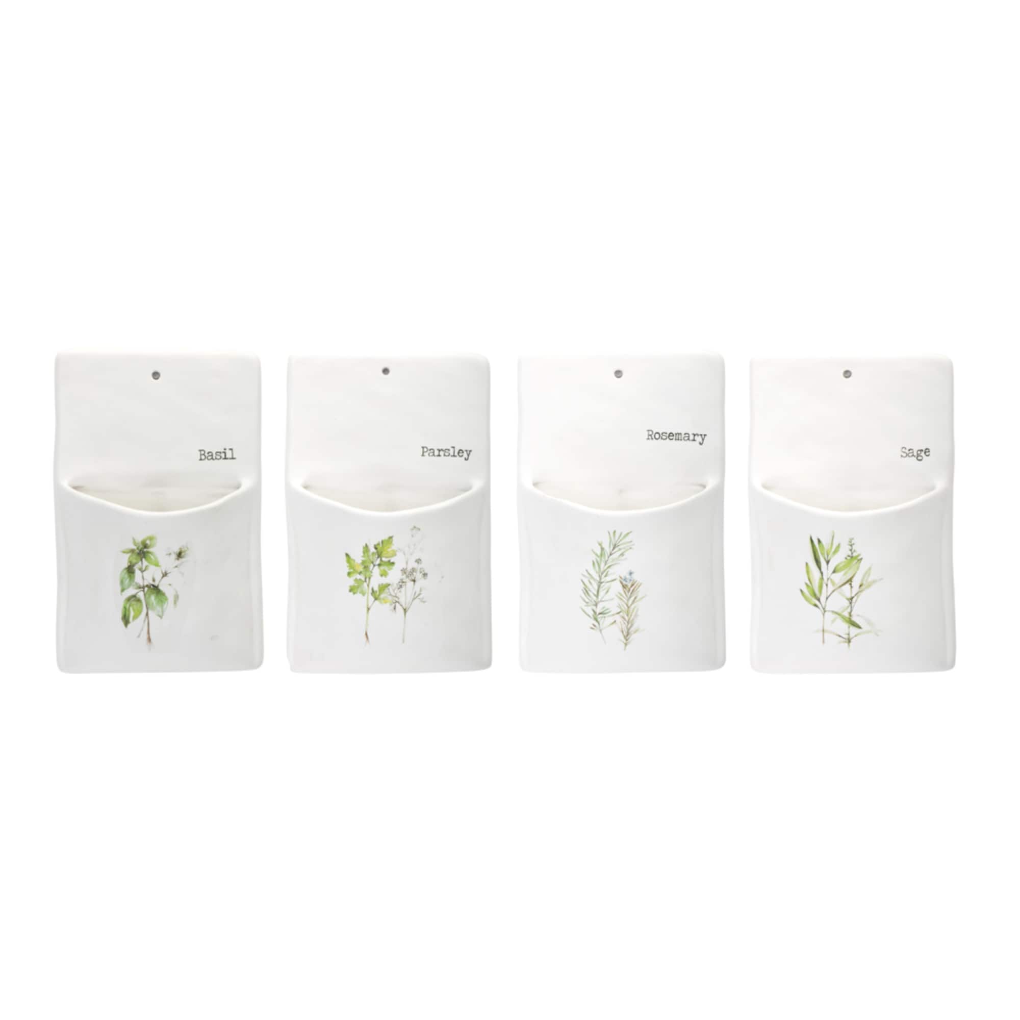 8.5" Ceramic Herb Wall Pocket Set