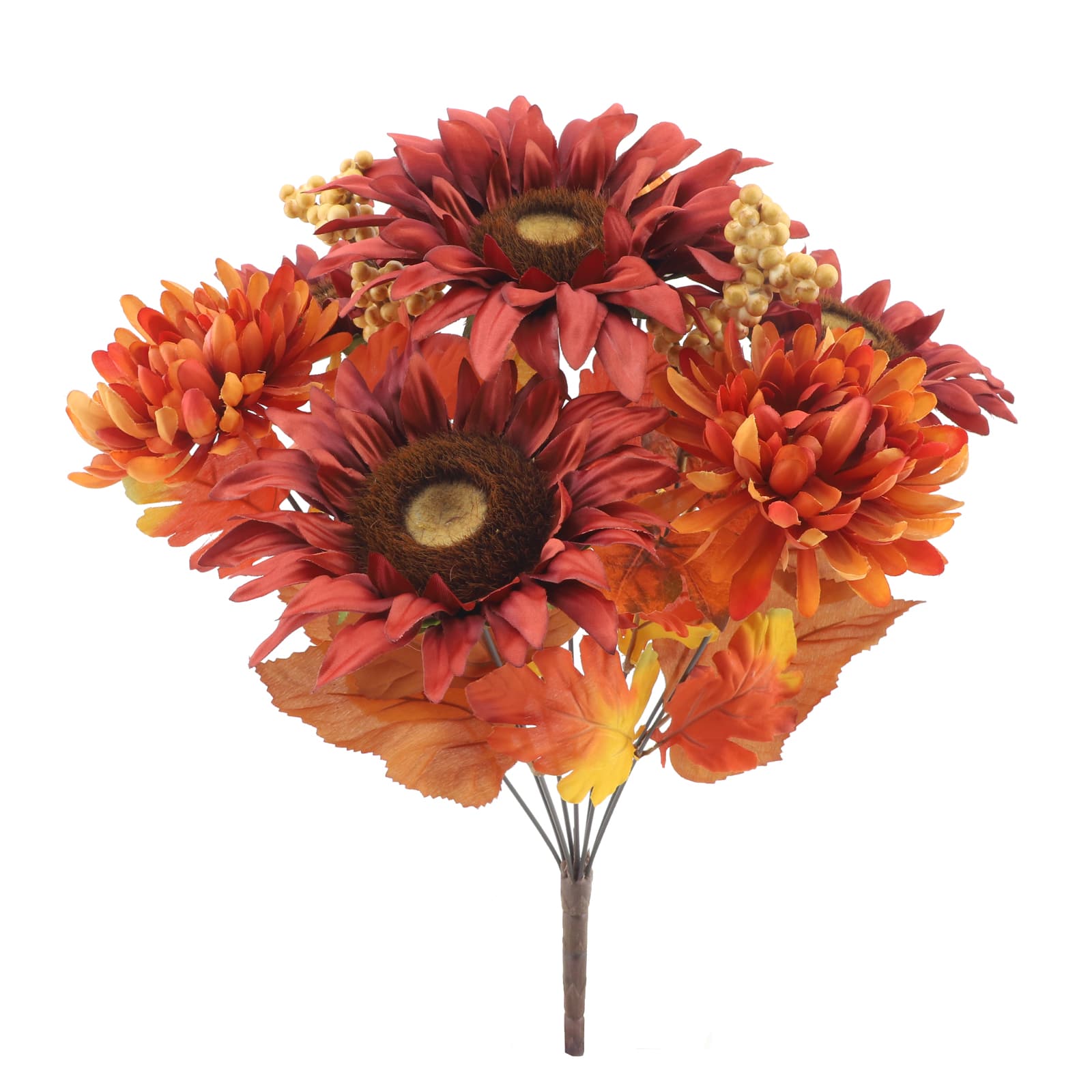 19&#x22; Red &#x26; Orange Mixed Sunflower &#x26; Berry Bush by Ashland&#xAE;