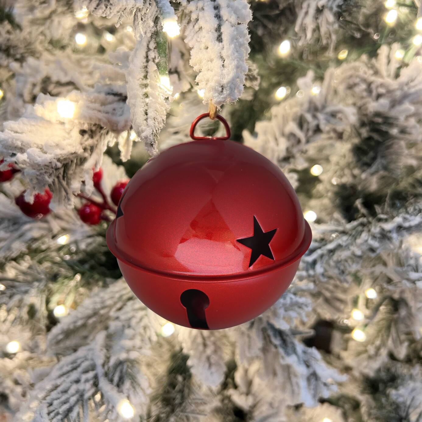 Haute Decor 6ct. 3.25&#x22; Shiny Red Metal Jingle Bell Ornaments
