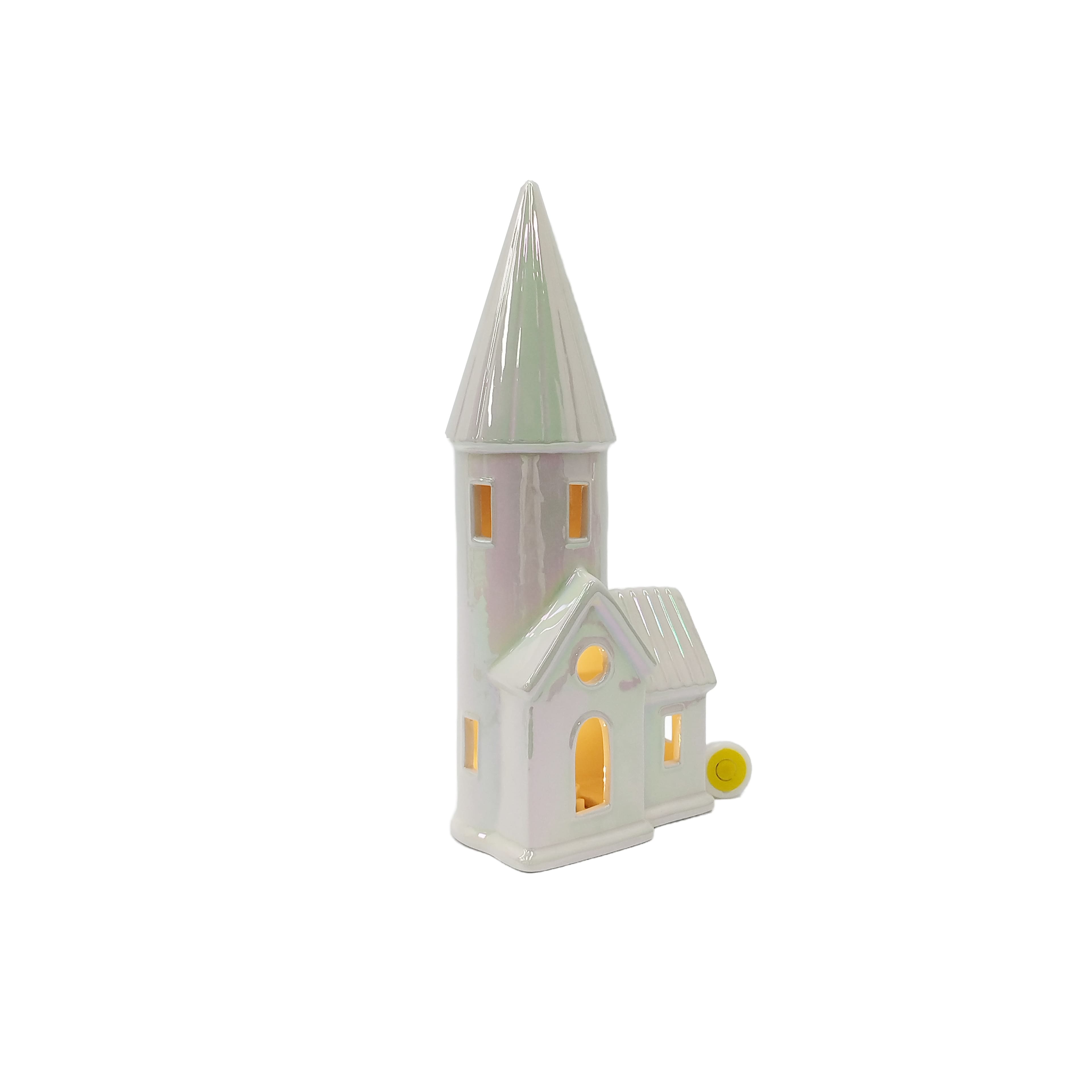 11.75&#x22; Iridescent White Church LED Tabletop D&#xE9;cor by Ashland&#xAE;