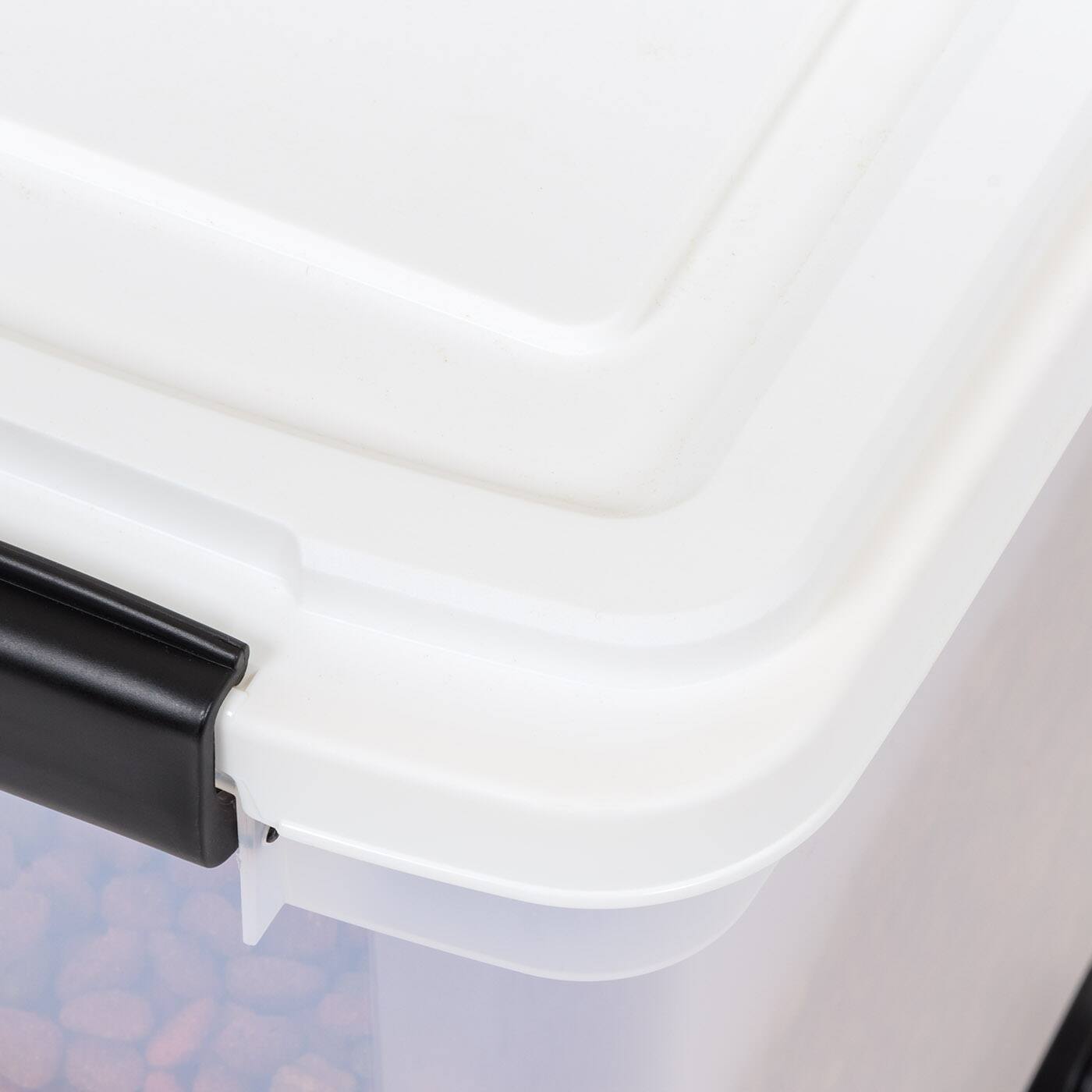 IRIS Clear, White, Black & Dark Gray 28qt. Food Container With Sealed Top & Scoop