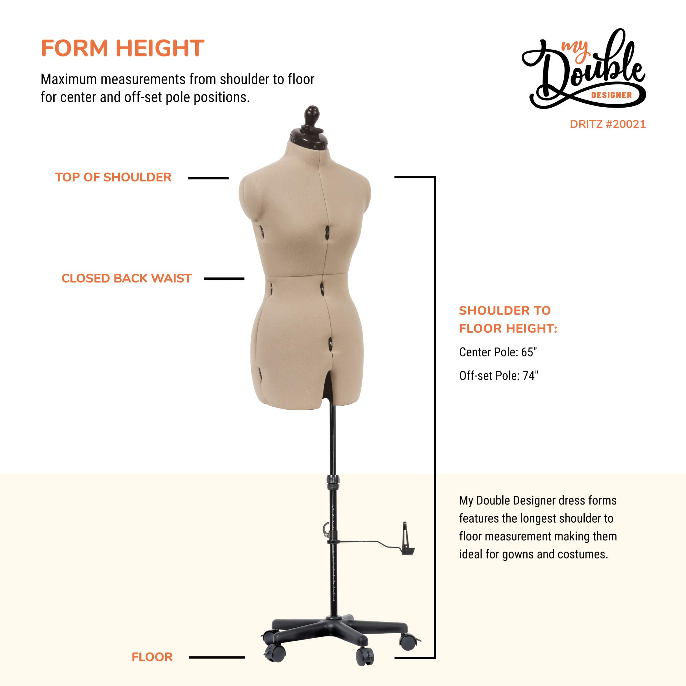 Dritz&#xAE; My Double Designer Small Dress Form with Adjustable Tri-Pod Stand