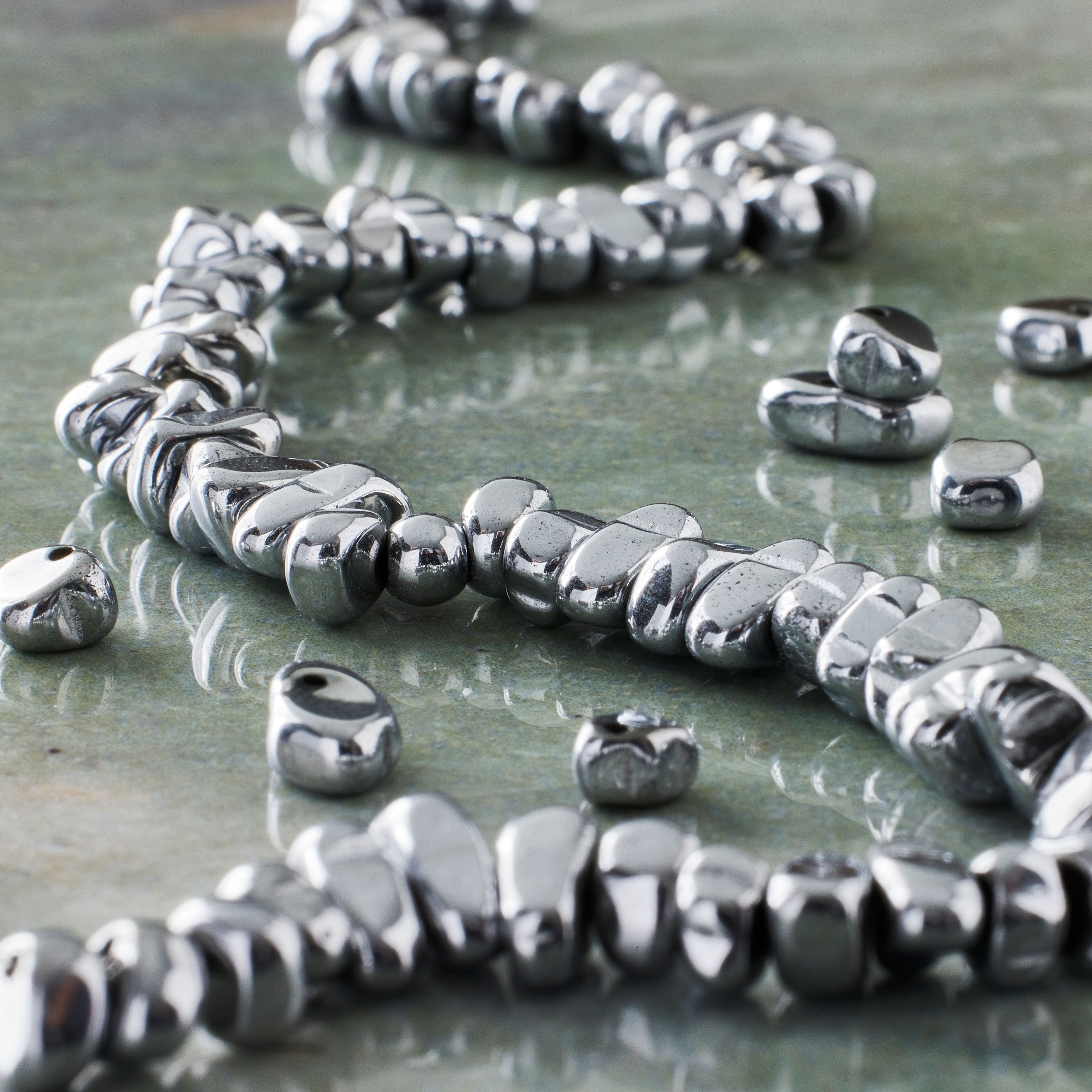 Rhodium Reconstituted Hematite Chip Beads by Bead Landing&#x2122;