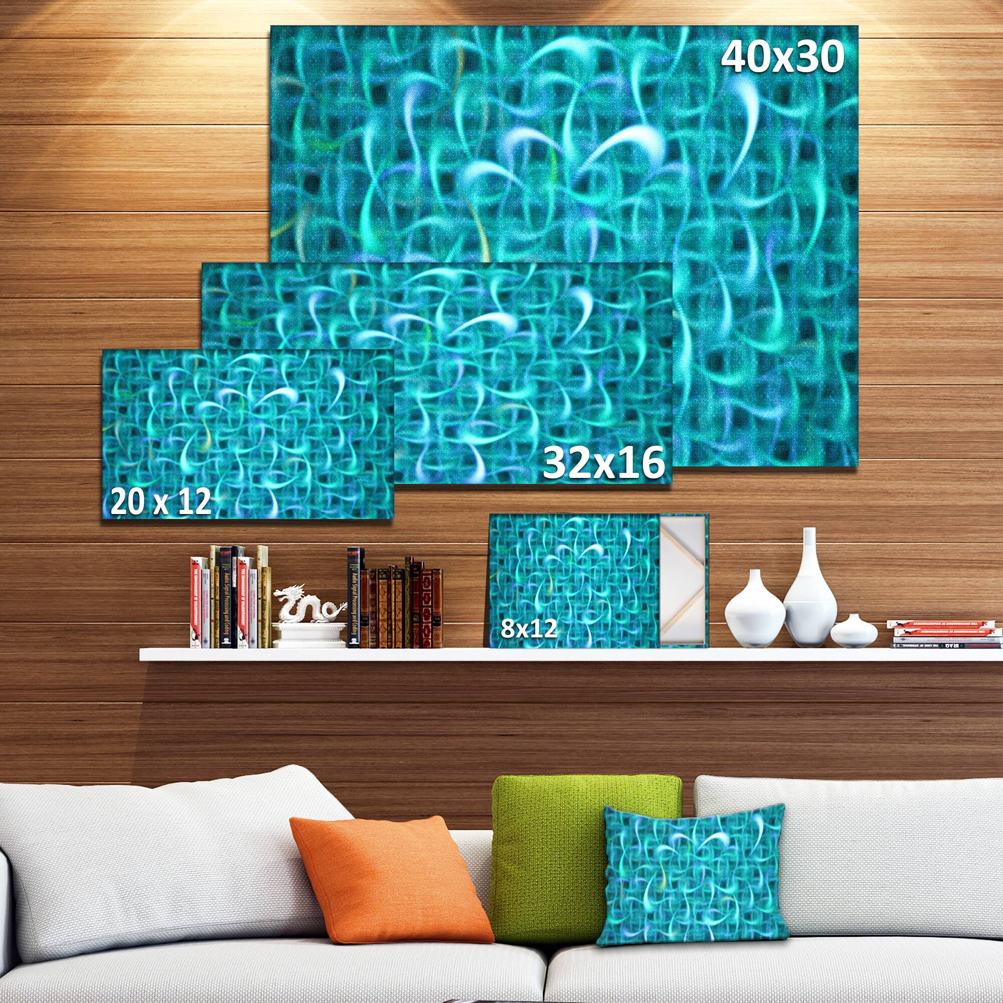 Designart - Turquoise Watercolor Fractal Pattern - Abstract Art on Canvas