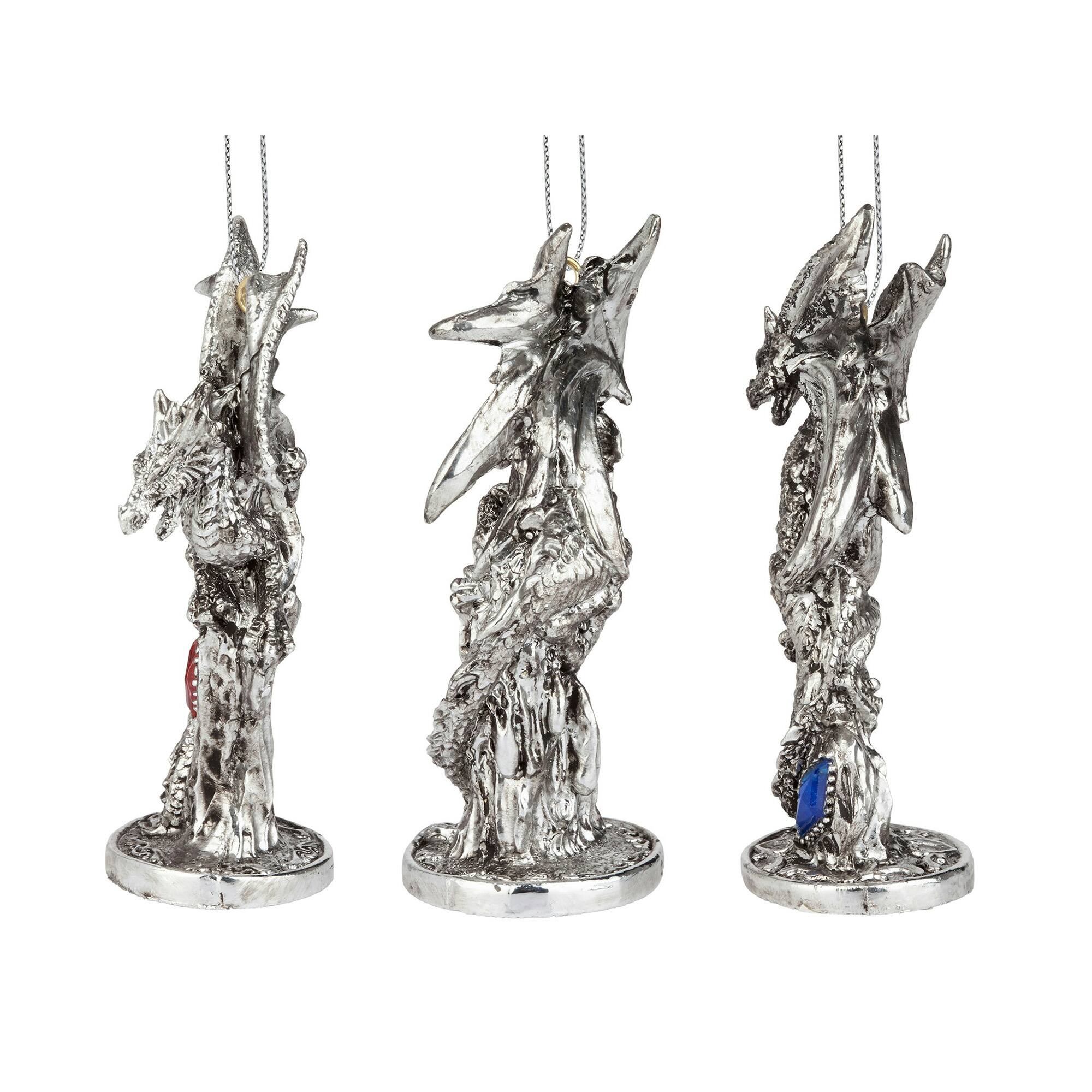 Design Toscano 4&#x22; Three Dragons of the Amesbury Gemstone Ornament Set