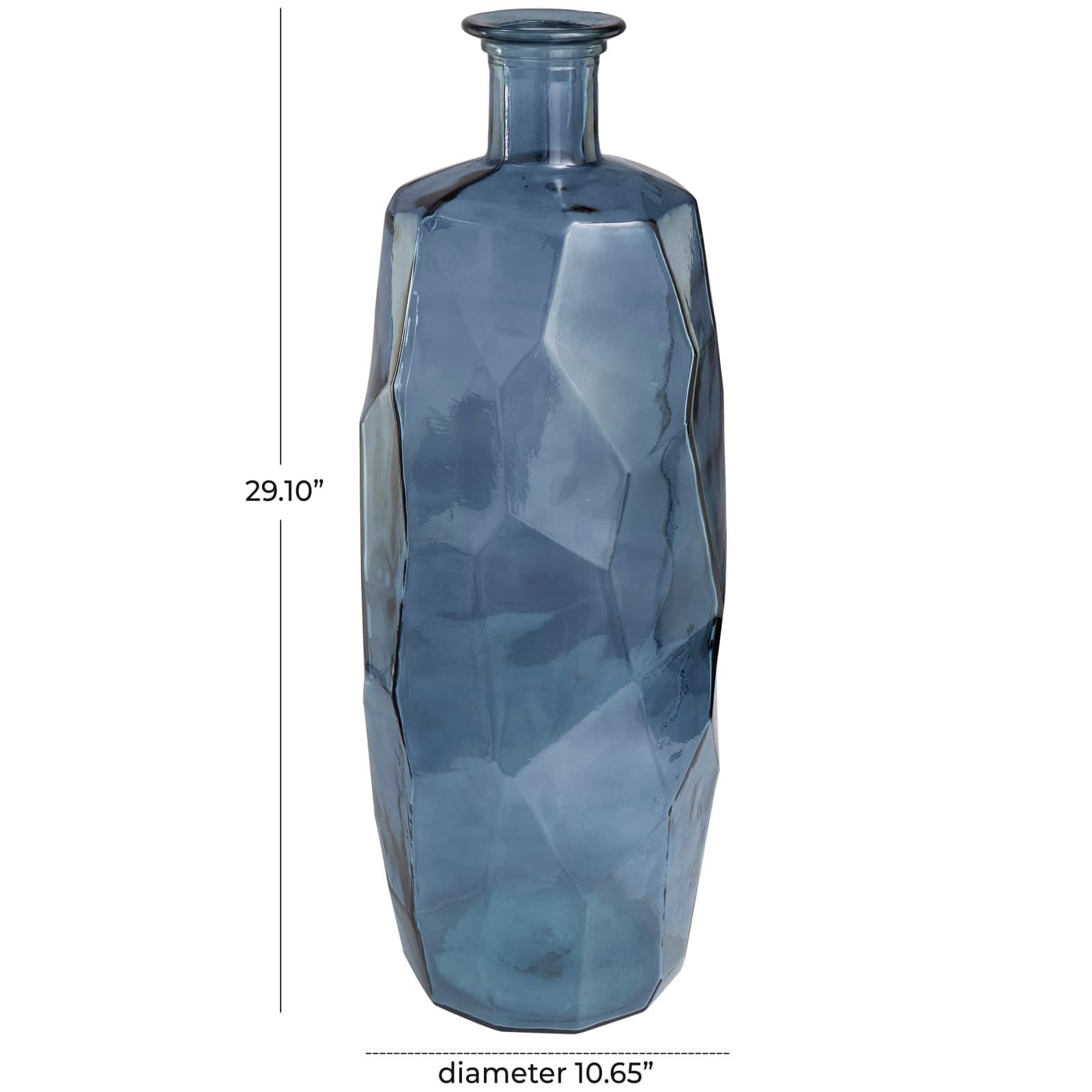 29" Blue Recycled Glass Tall Spanish Bottleneck Vase
