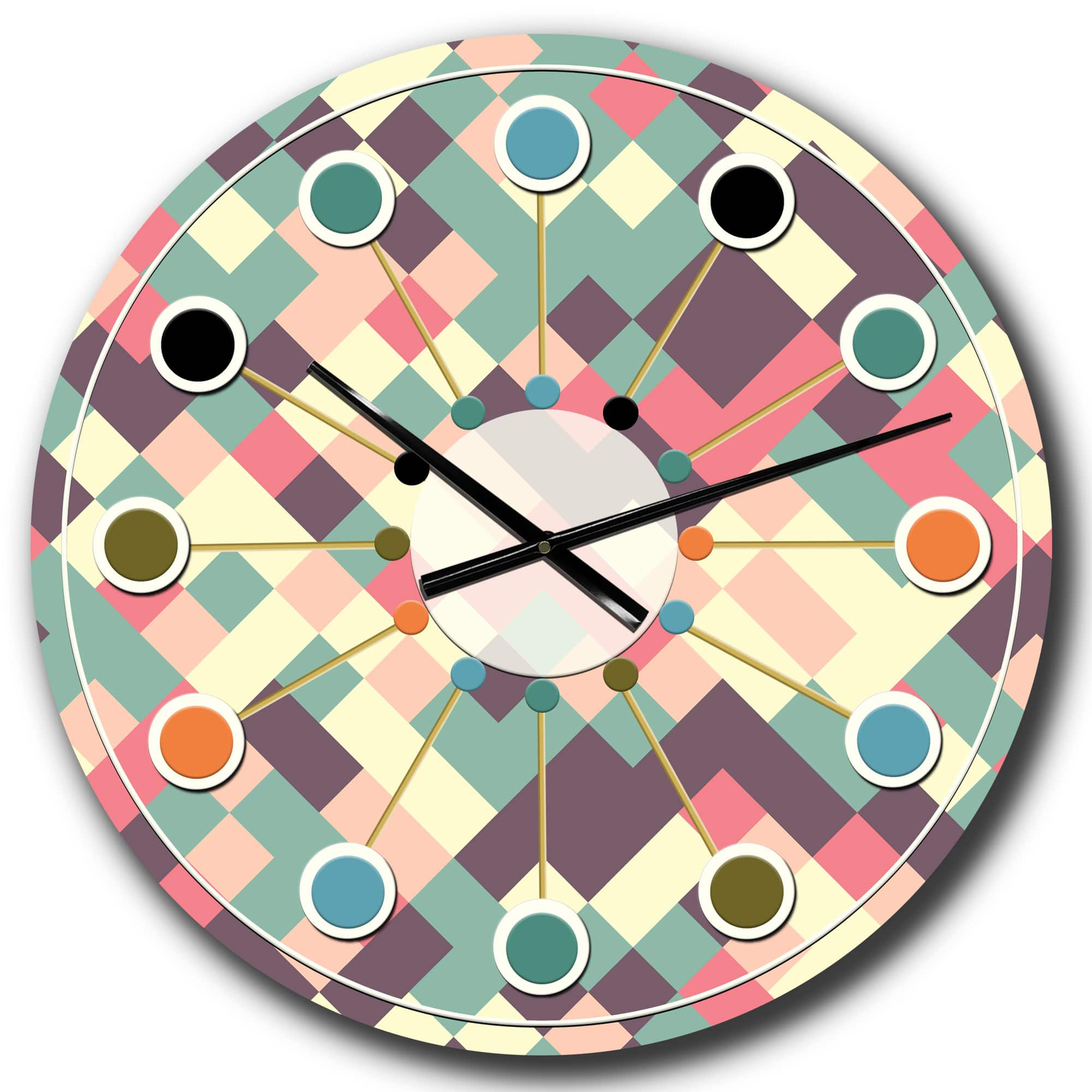 Designart &#x27;Retro Square Design Iv Mid-Century Modern Wall Clock