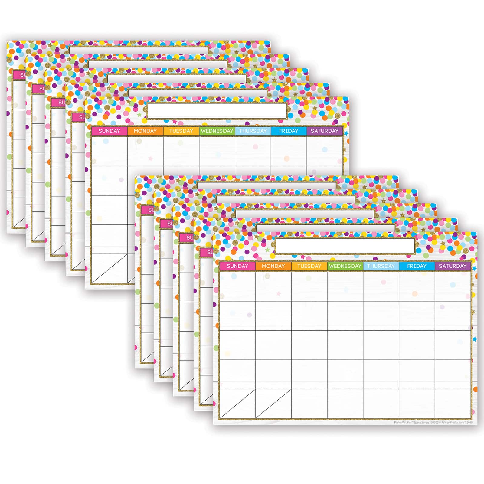 Ashley Productions Smart Poly&#xAE; PosterMat Pals Space Savers Confetti Calendar, 10ct.