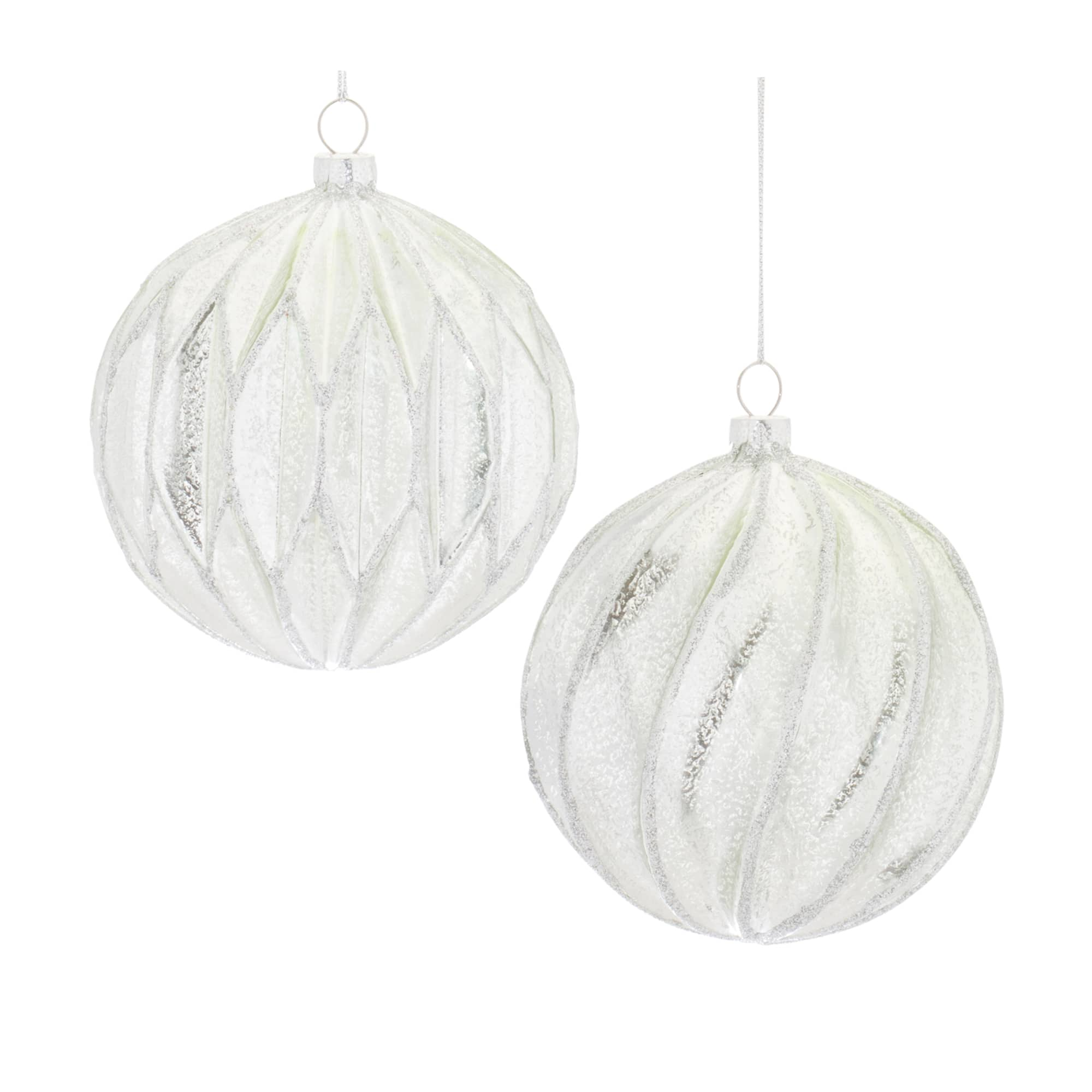 6ct. Ribbed Mercury Glass Ball Ornaments