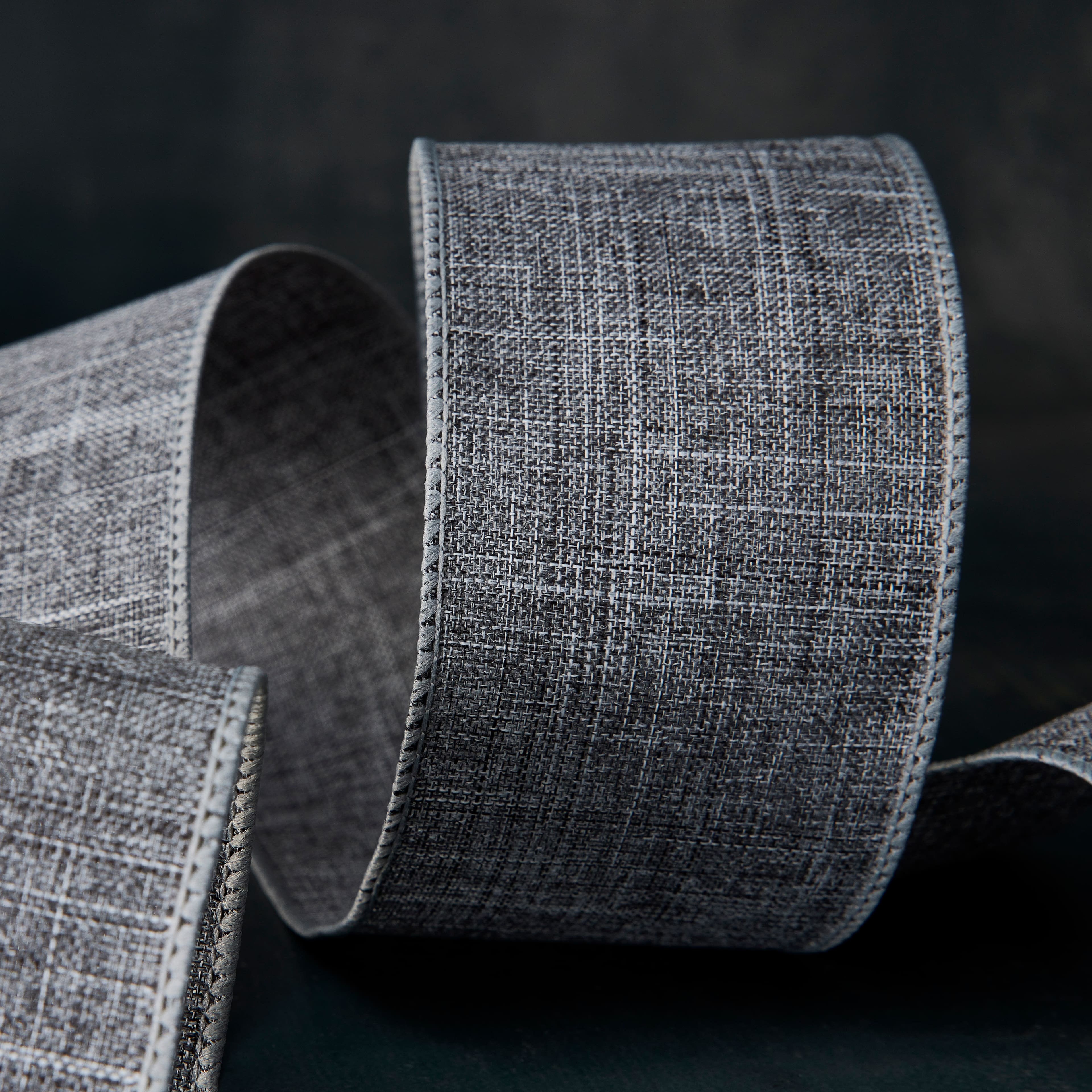 2.5&#x22; Gray Faux Linen Wired Ribbon by Celebrate It&#x2122;