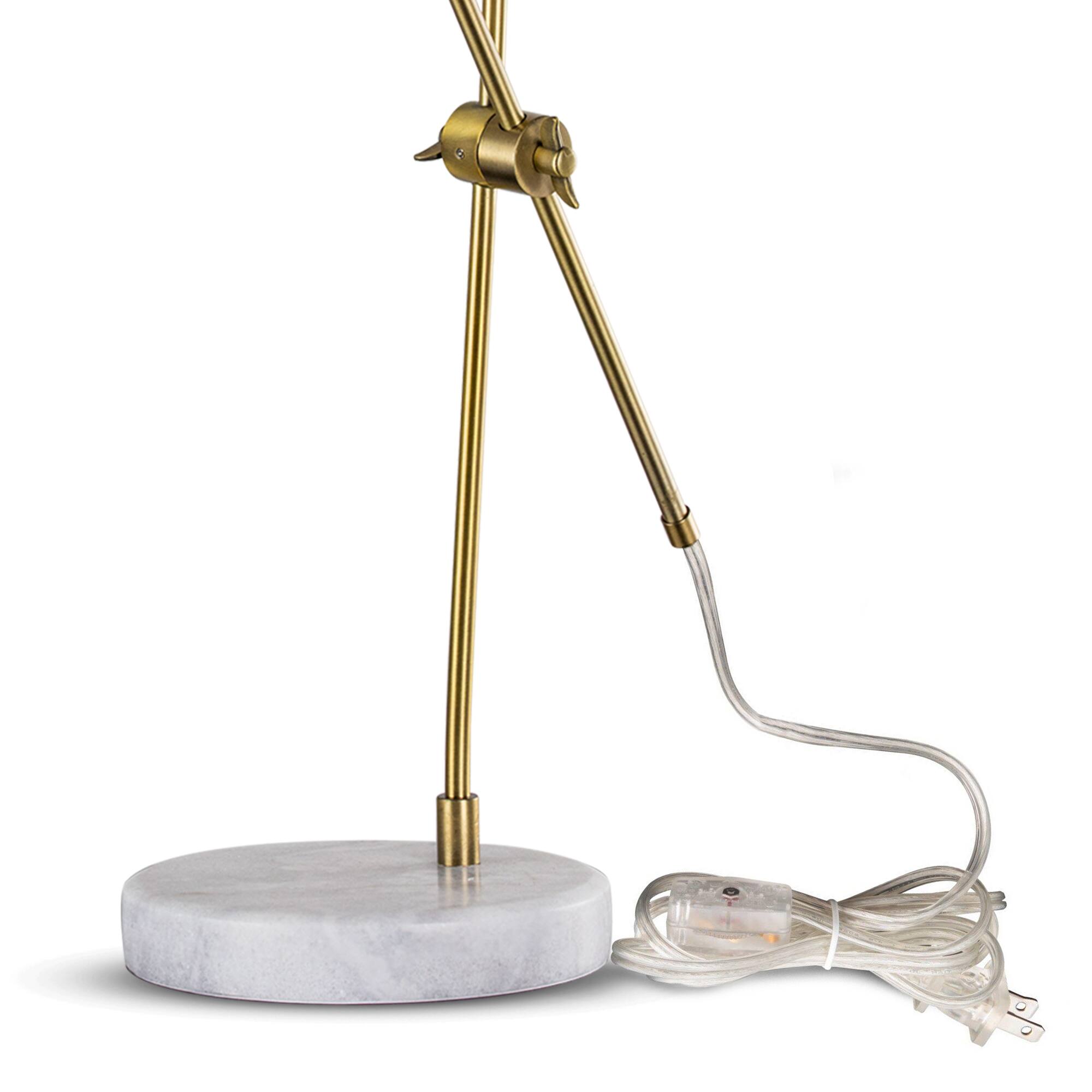 23" Modern Industrial Stylish Bronze Brass Metal Task Lamp with White Marble Base