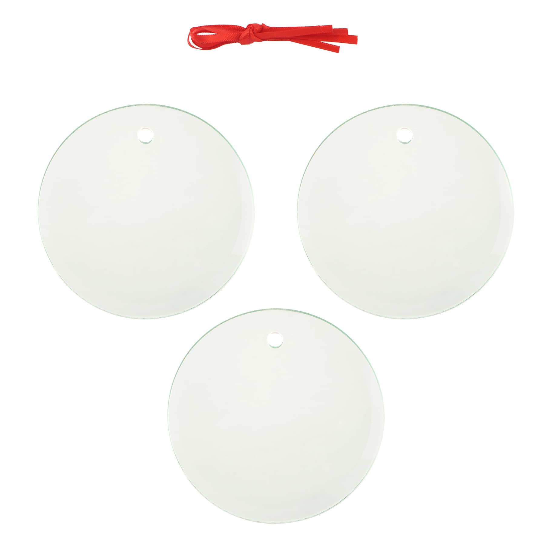 3&#x22; Round Clear Glass Sublimation Ornaments, 3ct. by Make Market&#xAE;