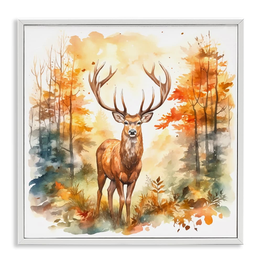 Stupell Industries Autumn Forest Stag Framed Giclee Art