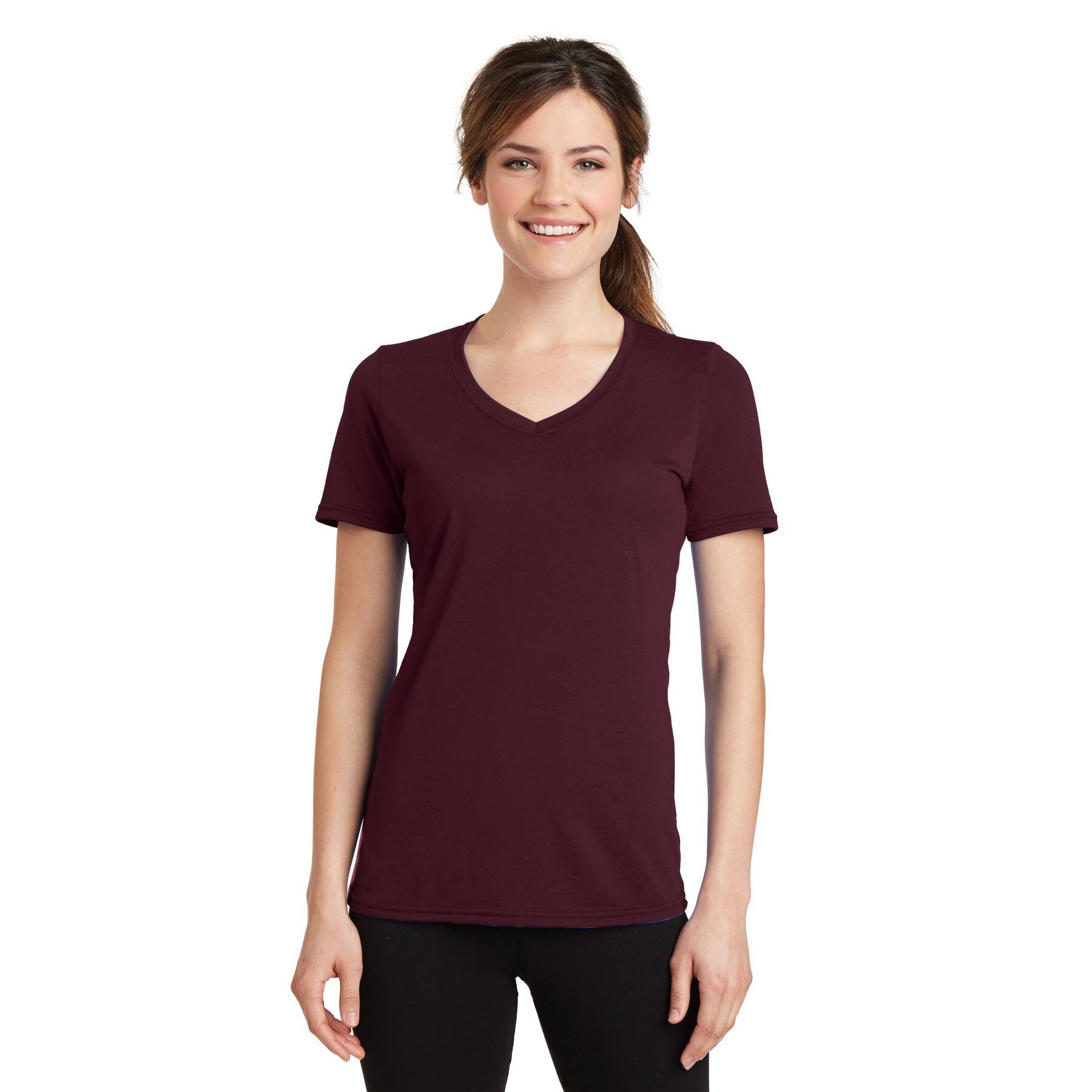 Port & Company® Colors Ladies Performance Blend V-Neck T-Shirt