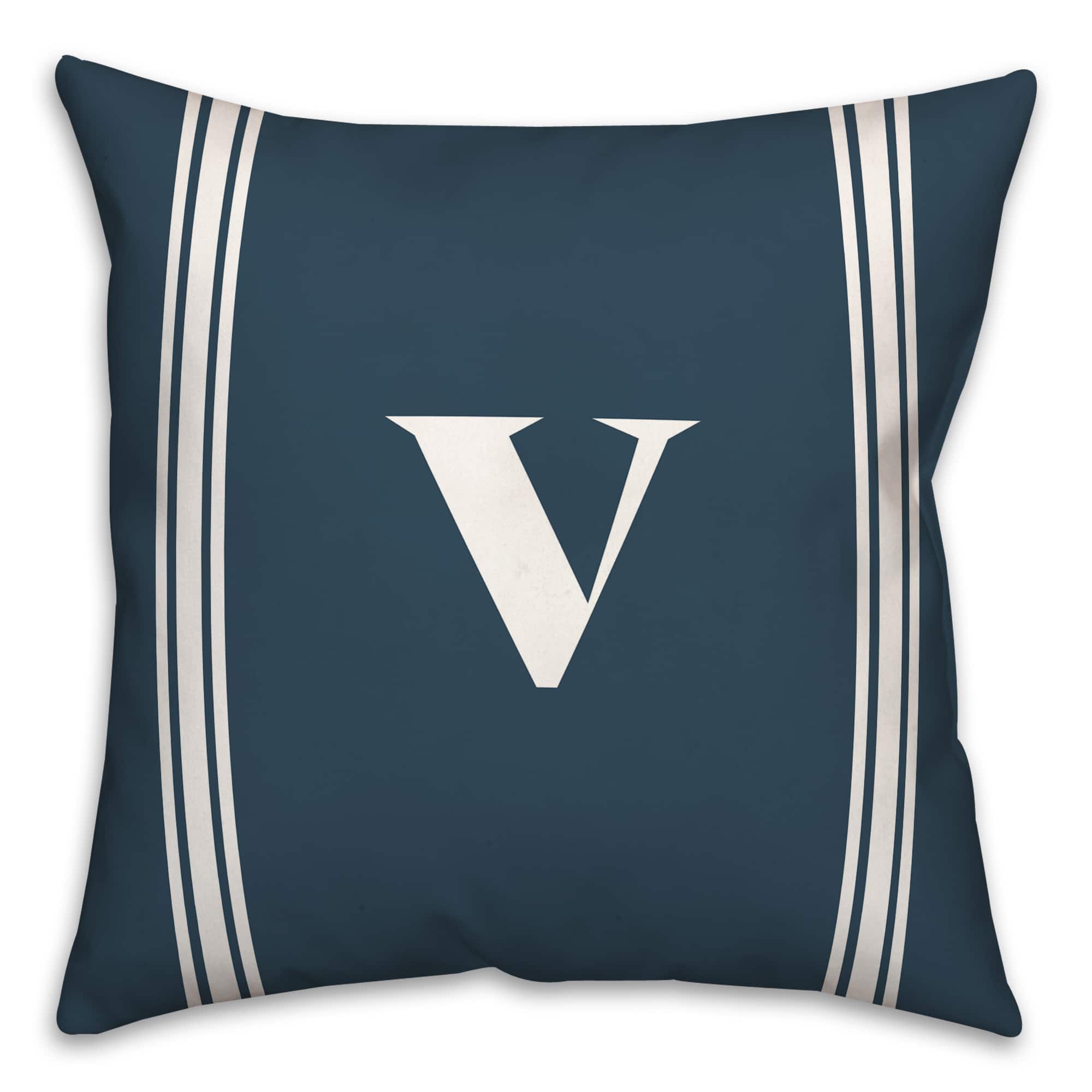 navy striped throw pillow