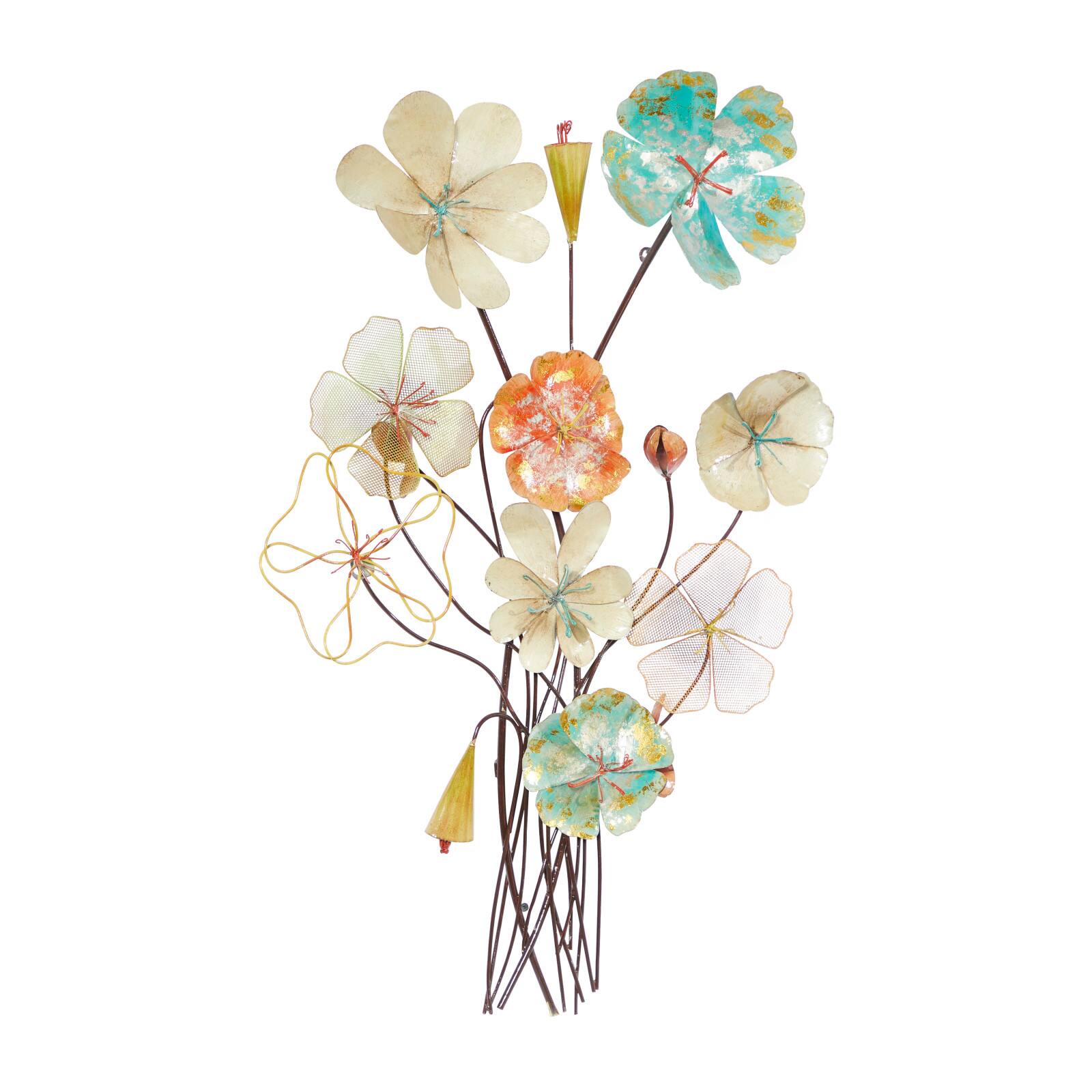 37&#x22; Multicolor Metal Eclectic Floral Wall D&#xE9;cor