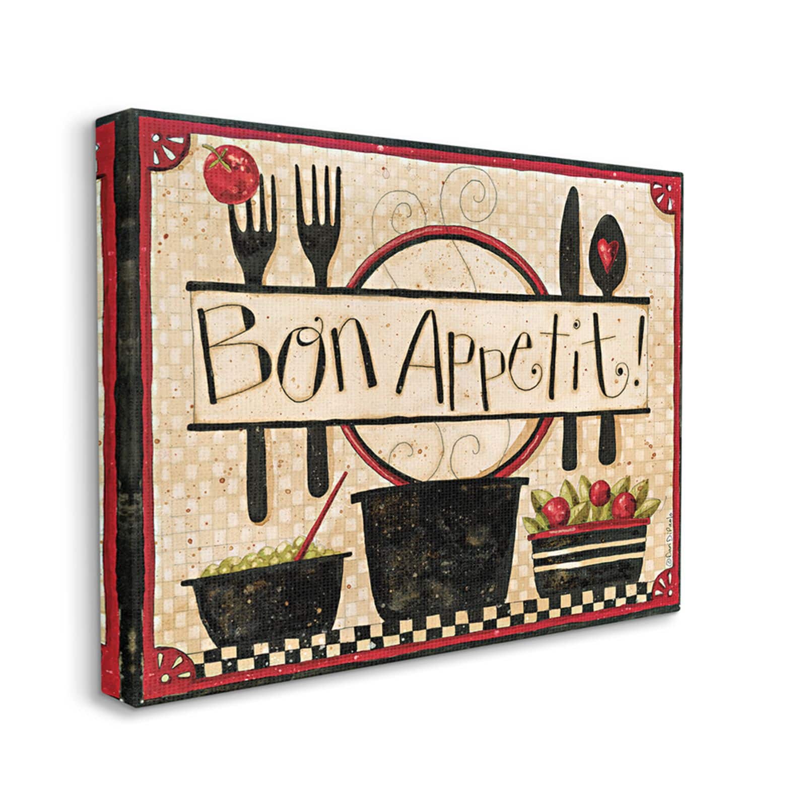 Stupell Industries Bon Appetit Vintage Kitchen Cooking Charm Canvas Wall Art
