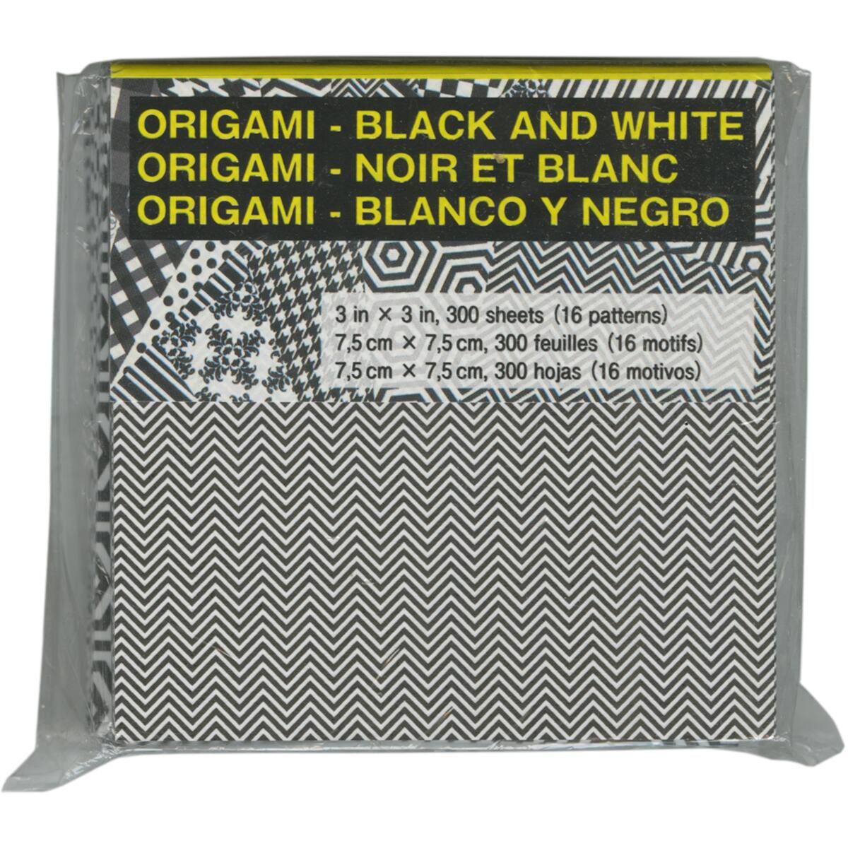 Aitoh 3" Black & White Origami Paper, 300 Sheets