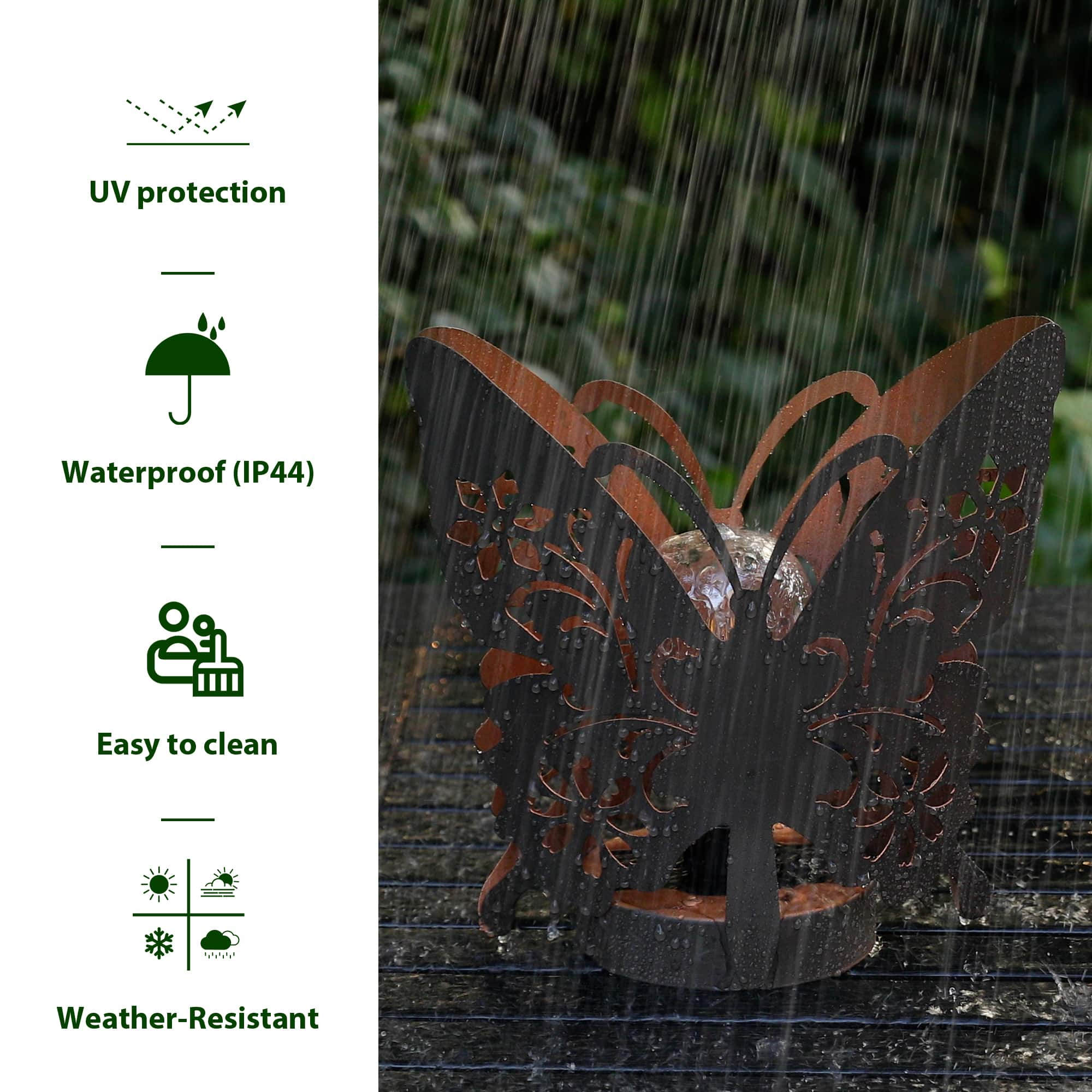 Glitzhome&#xAE; 9&#x22; Metal Flying Butterfly Silhouette Solar Powdered Edison Bulb Outdoor Lanterns, 2ct.