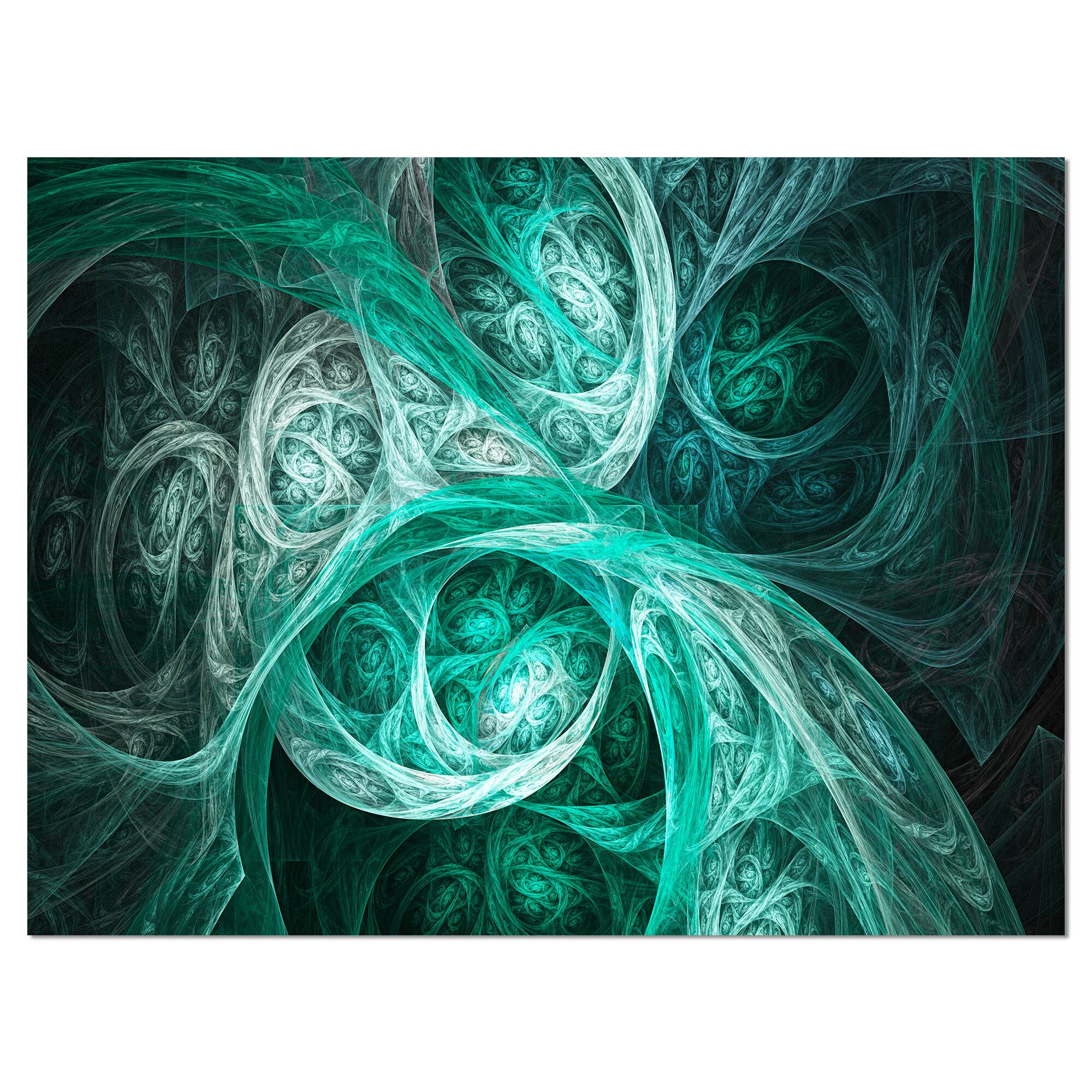Designart - Mystic Turquoise Fractal - Abstract Wall Art Canvas