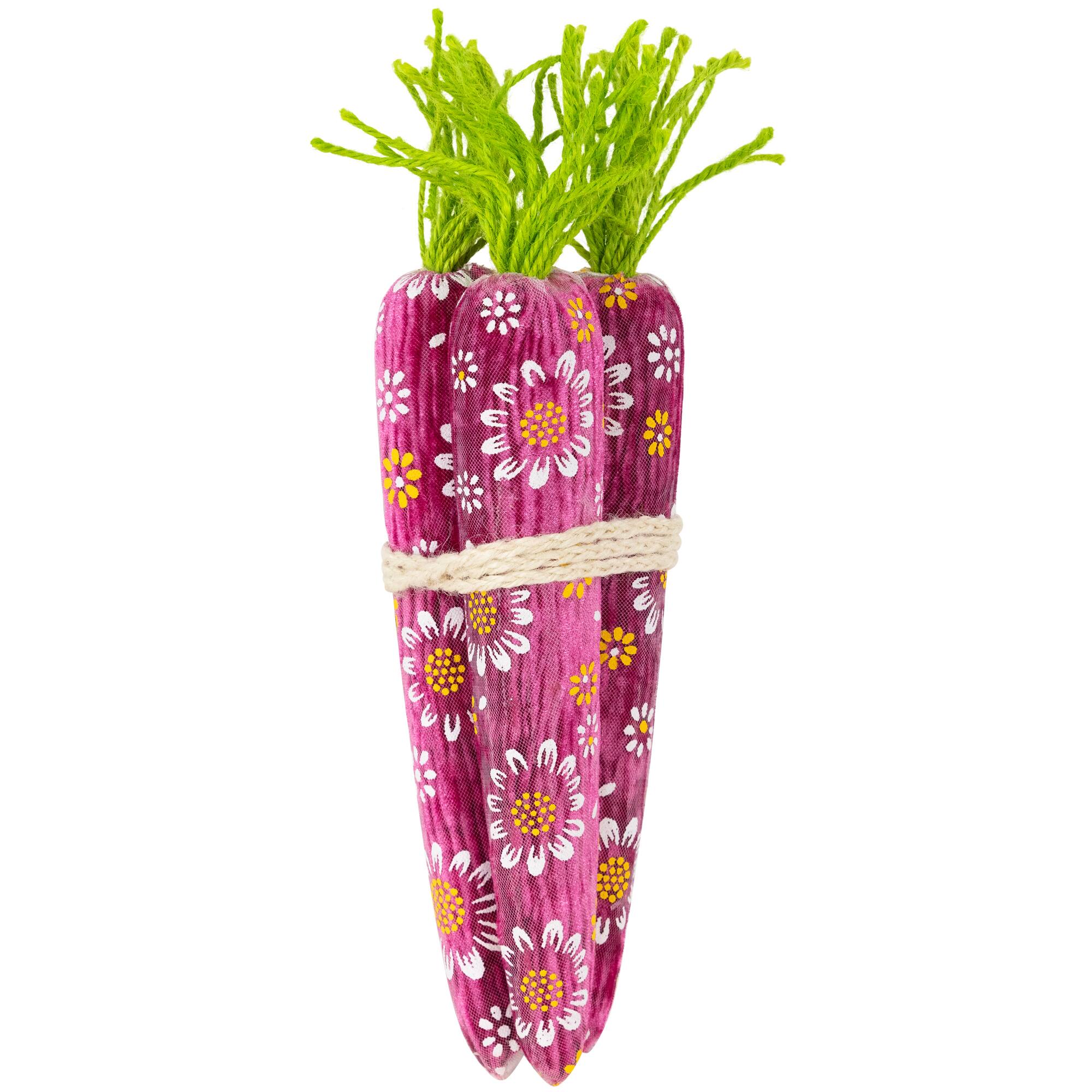 10.25&#x22; Floral Easter Carrot Decorations Set