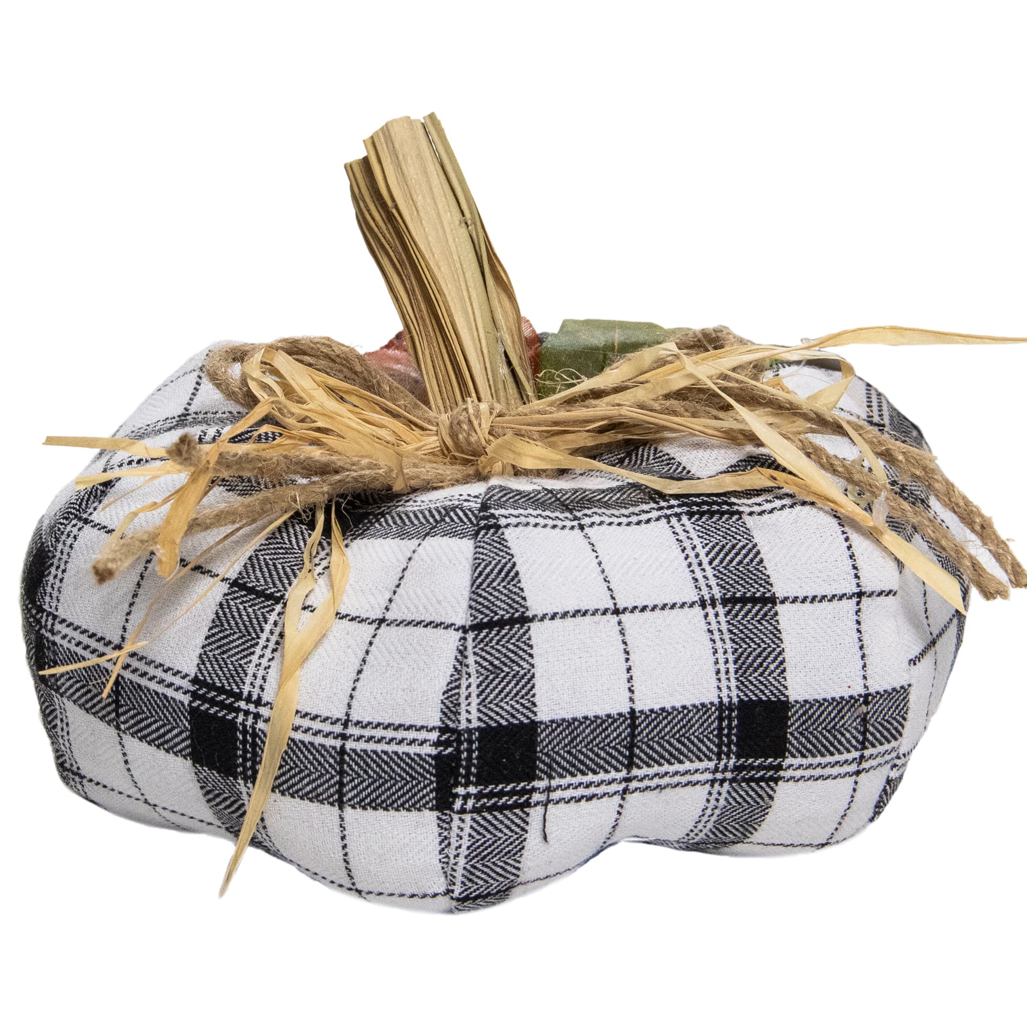 4&#x22; Black &#x26; White Fabric Fall Harvest Tabletop Pumpkin