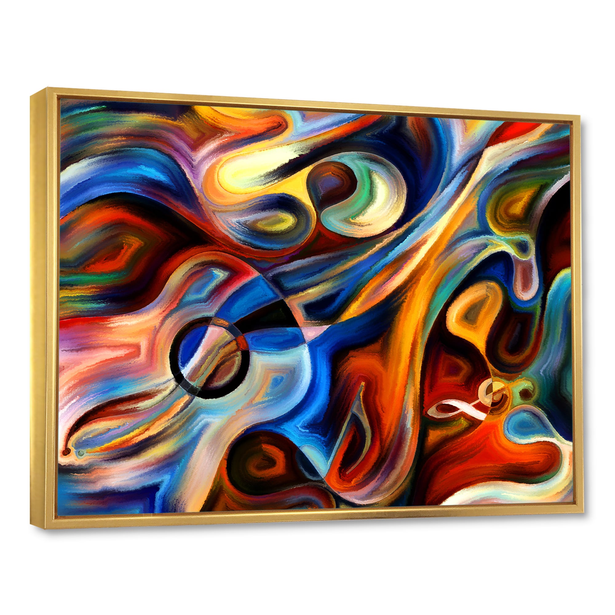 Designart - Abstract Music and Rhythm - Abstract Framed Canvas Art Print