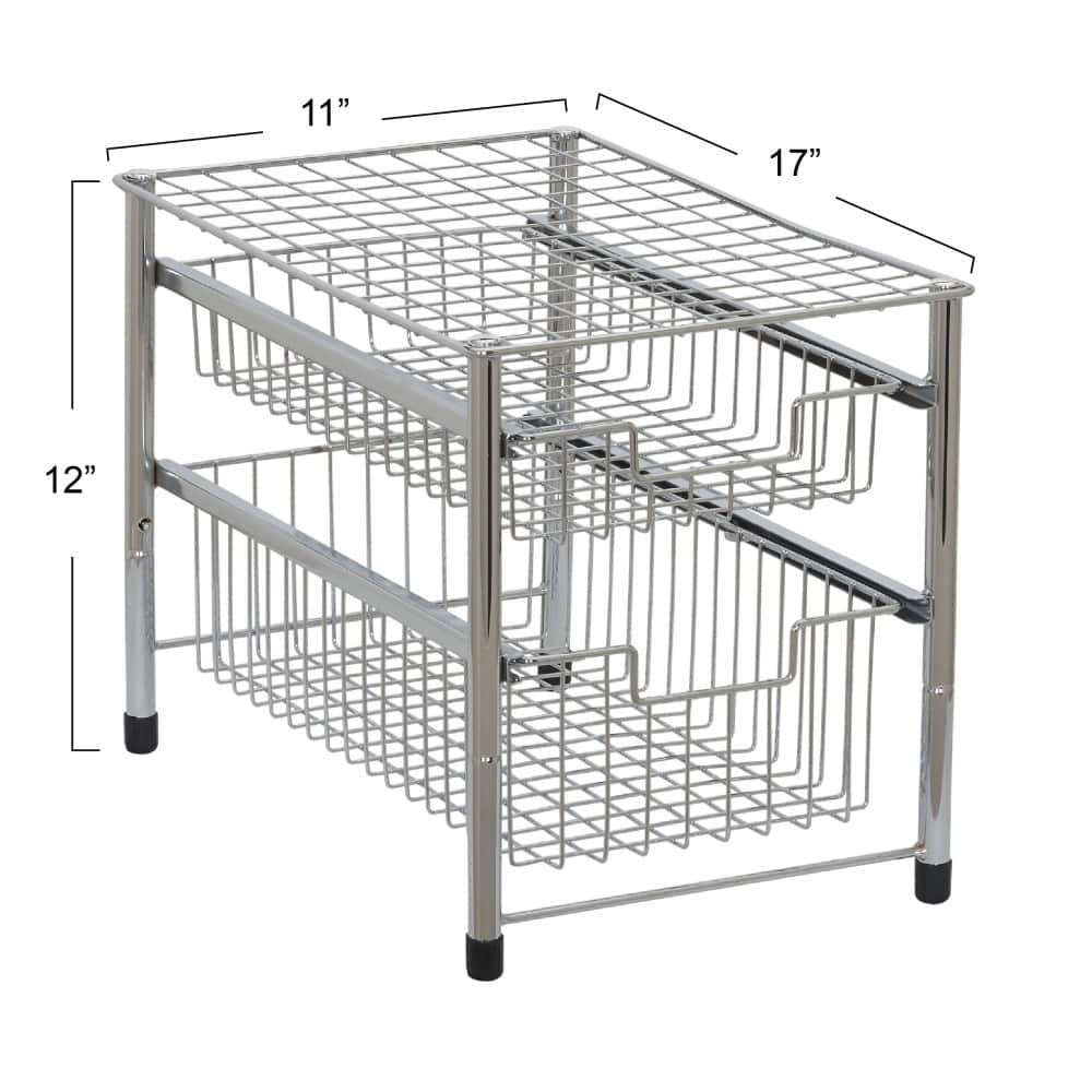 Household Essentials Sliding 2-Basket Cabinet Organizer