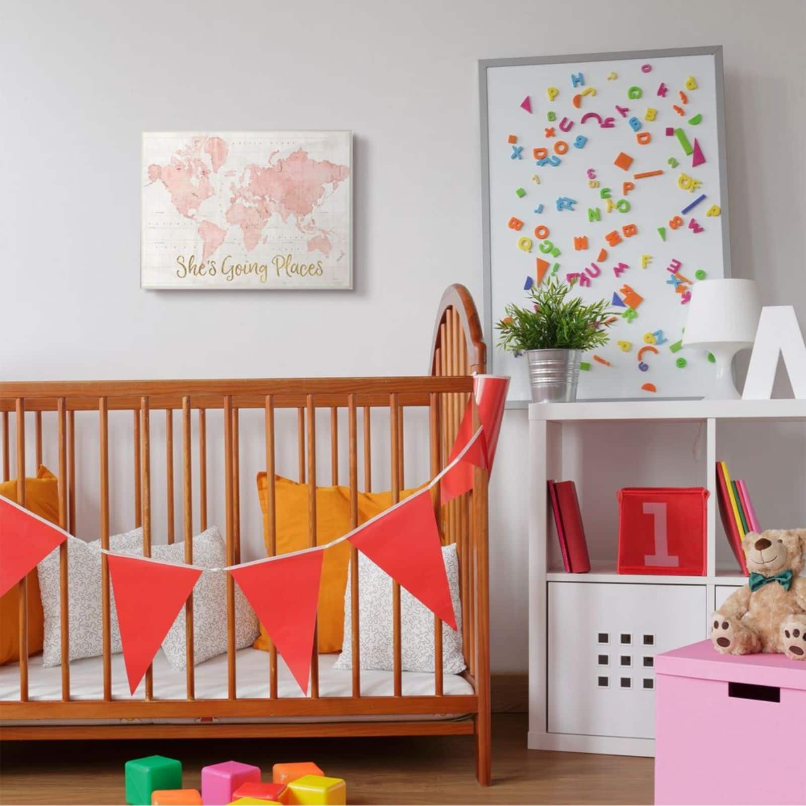 Stupell Industries She's Going Places Pink Watercolor World Map