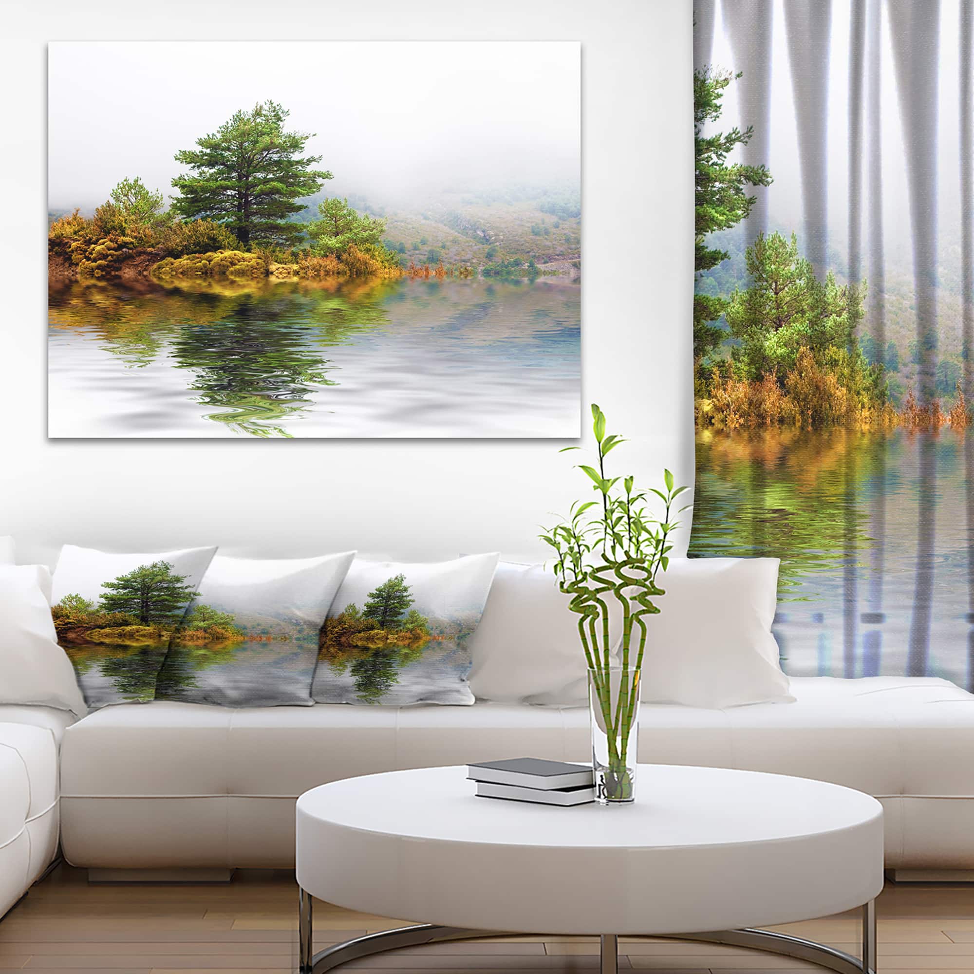 Designart - Pine Tree with Reflection - Landscape Photography Canvas Print