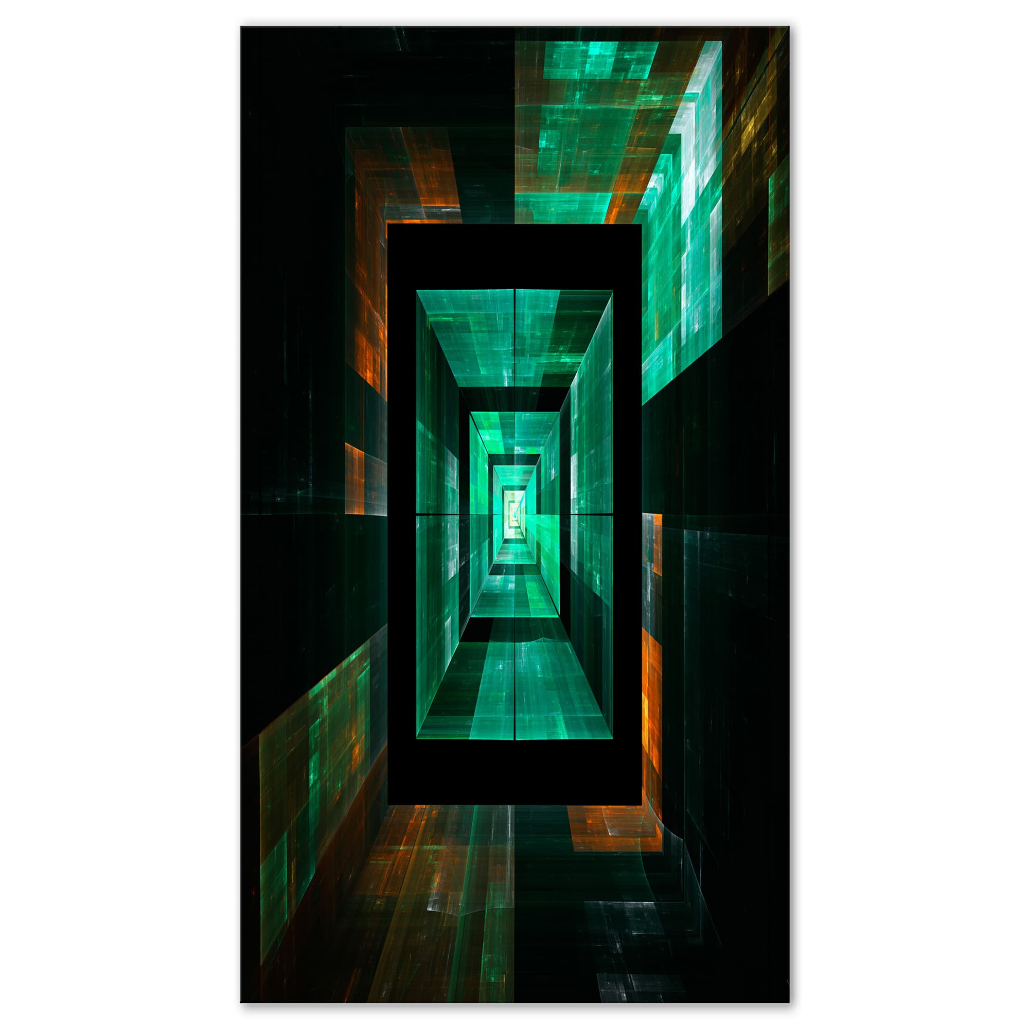 Designart - Deep Green Infinite Cube - Contemporary Canvas Art Print