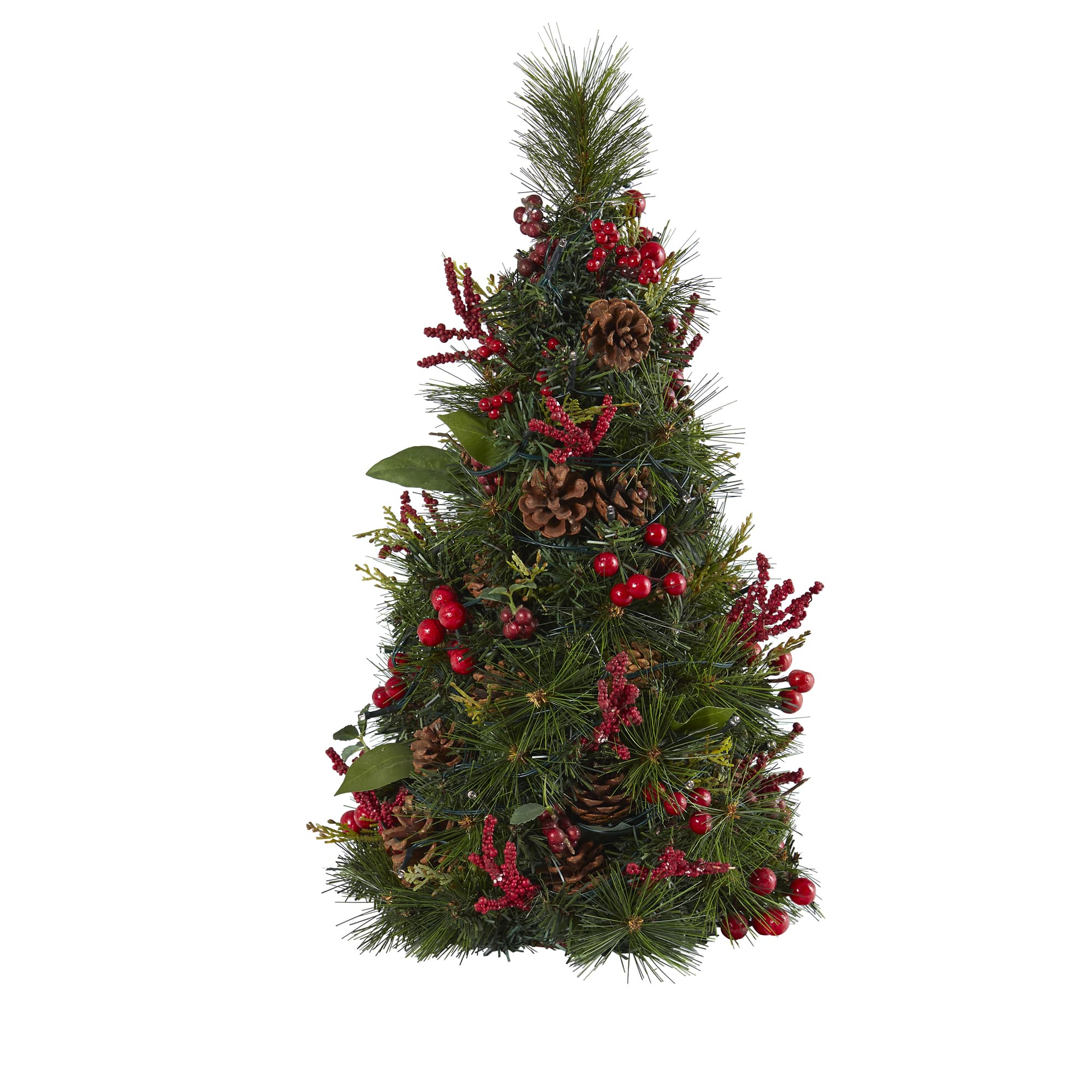2ft. Pre-Lit Mixed Berry & Pine Cone Artificial Christmas Tree with Clear LED Lights