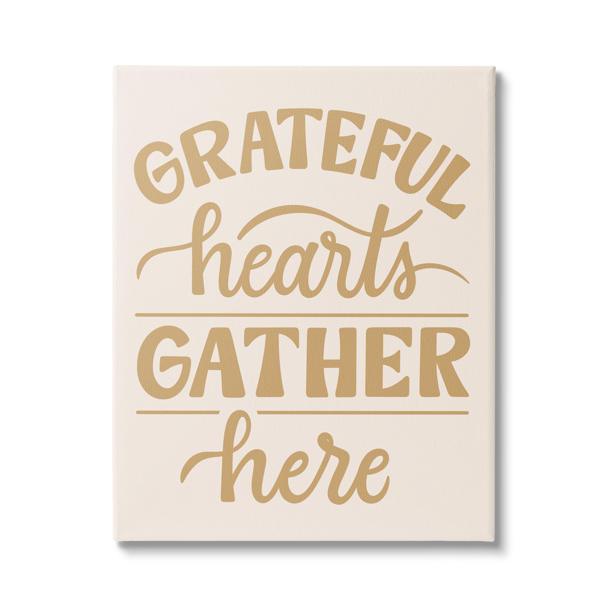 Stupell Industries Grateful Hearts Gather Here Phrase Canvas Wall Art
