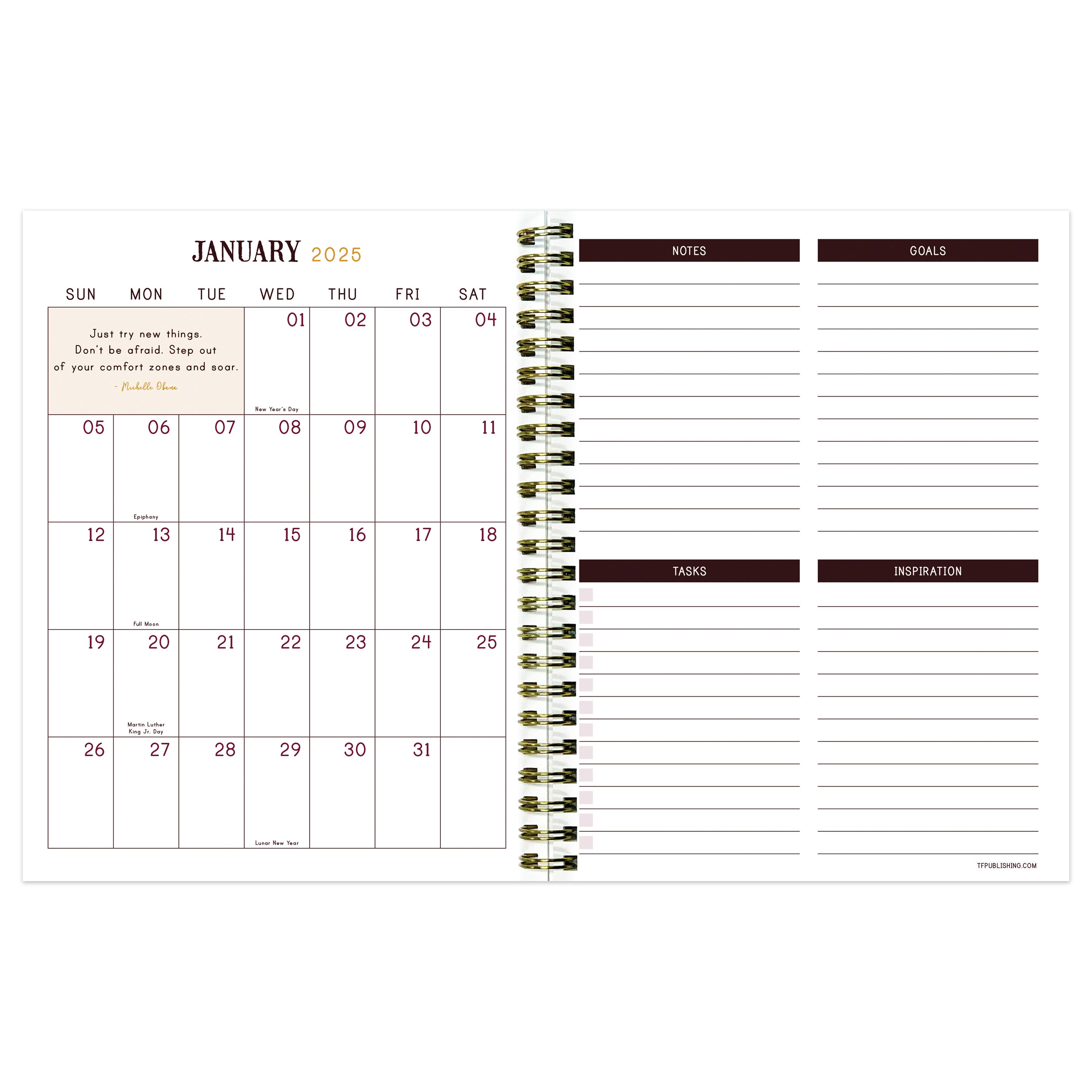 TF Publishing 2025 Medium Emerald Edition Weekly Monthly Spiral Planner