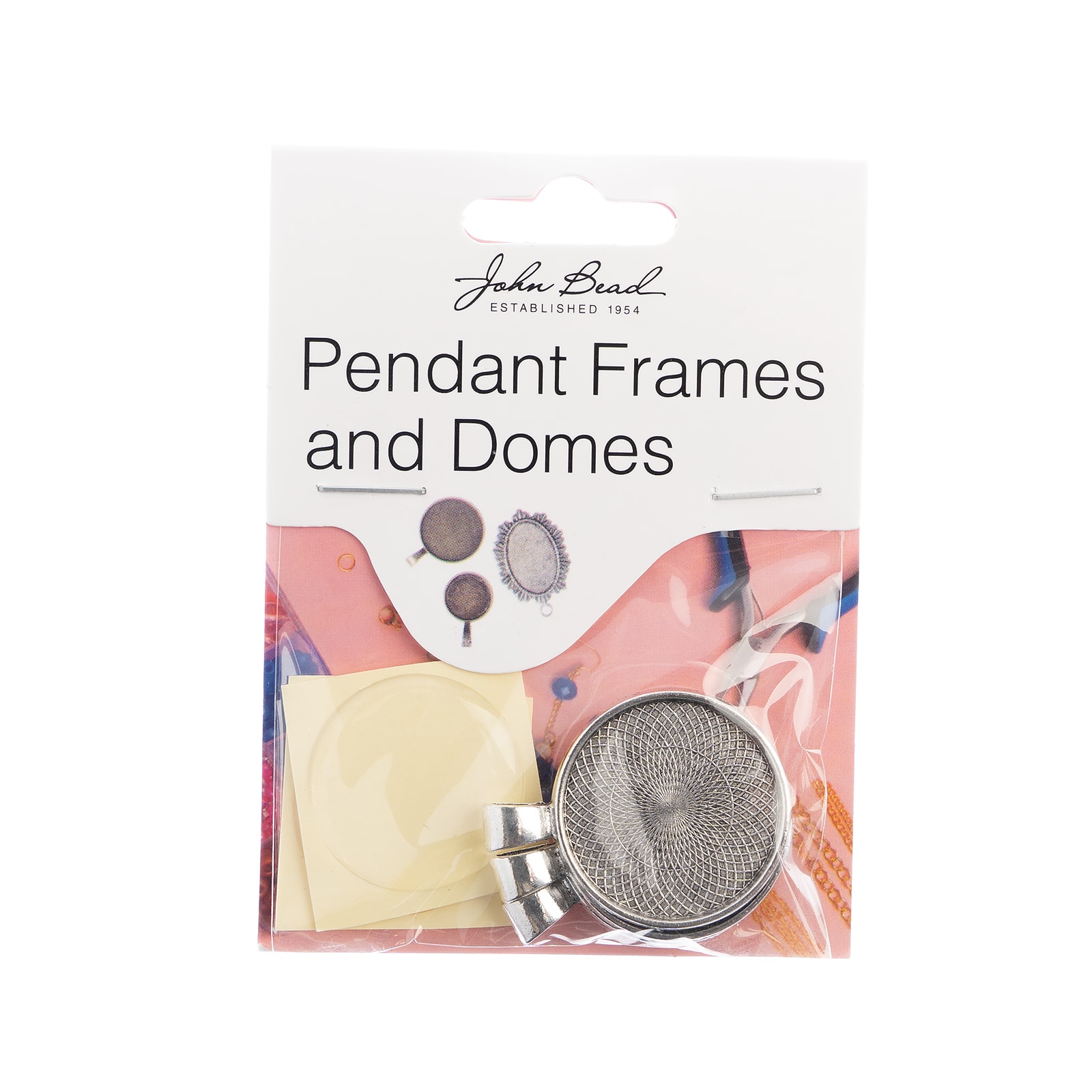 John Bead 28mm Antique Silver Round Pendant Frames, 3ct.