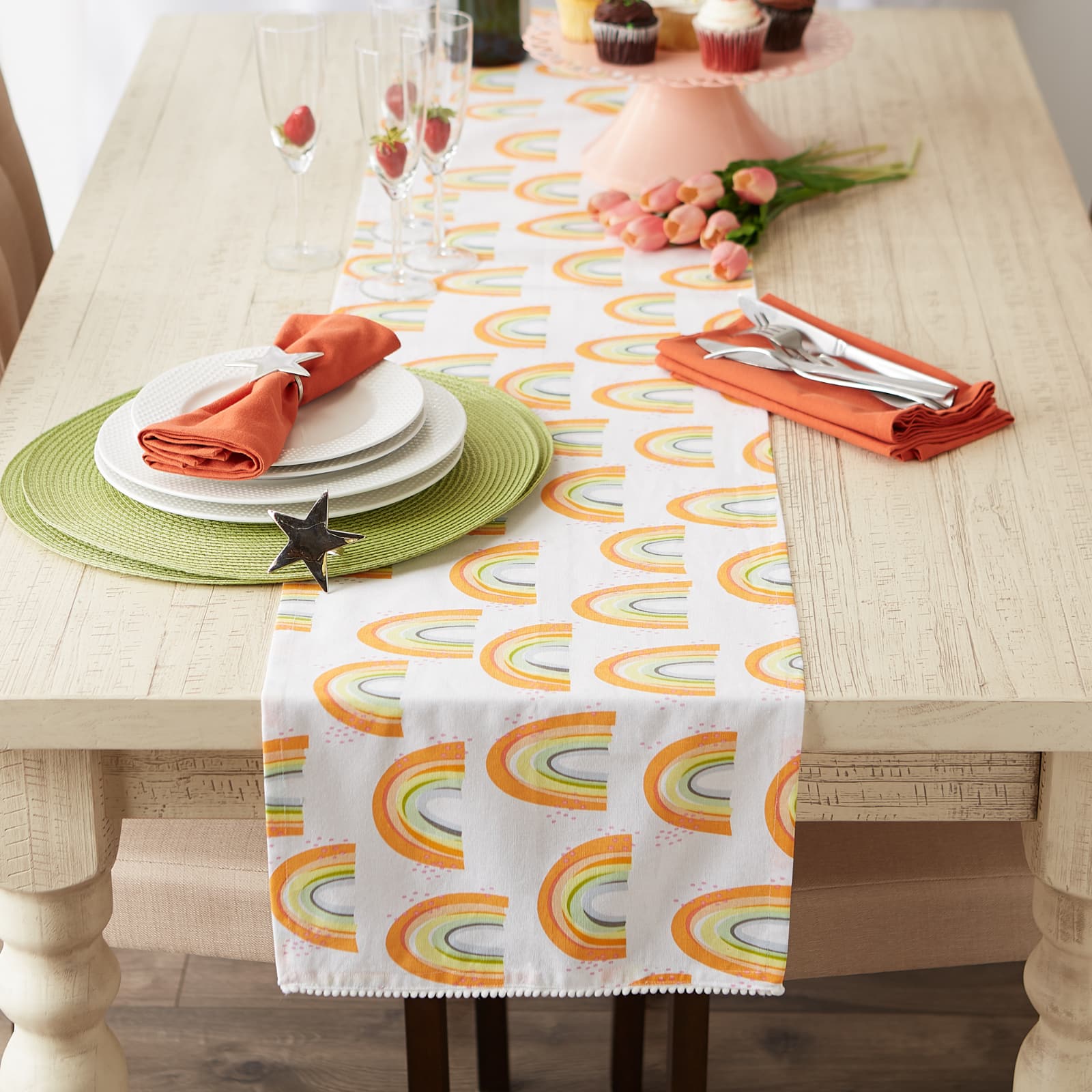 Rainbow Print Table Runner 14&#x22; x 108&#x22;
