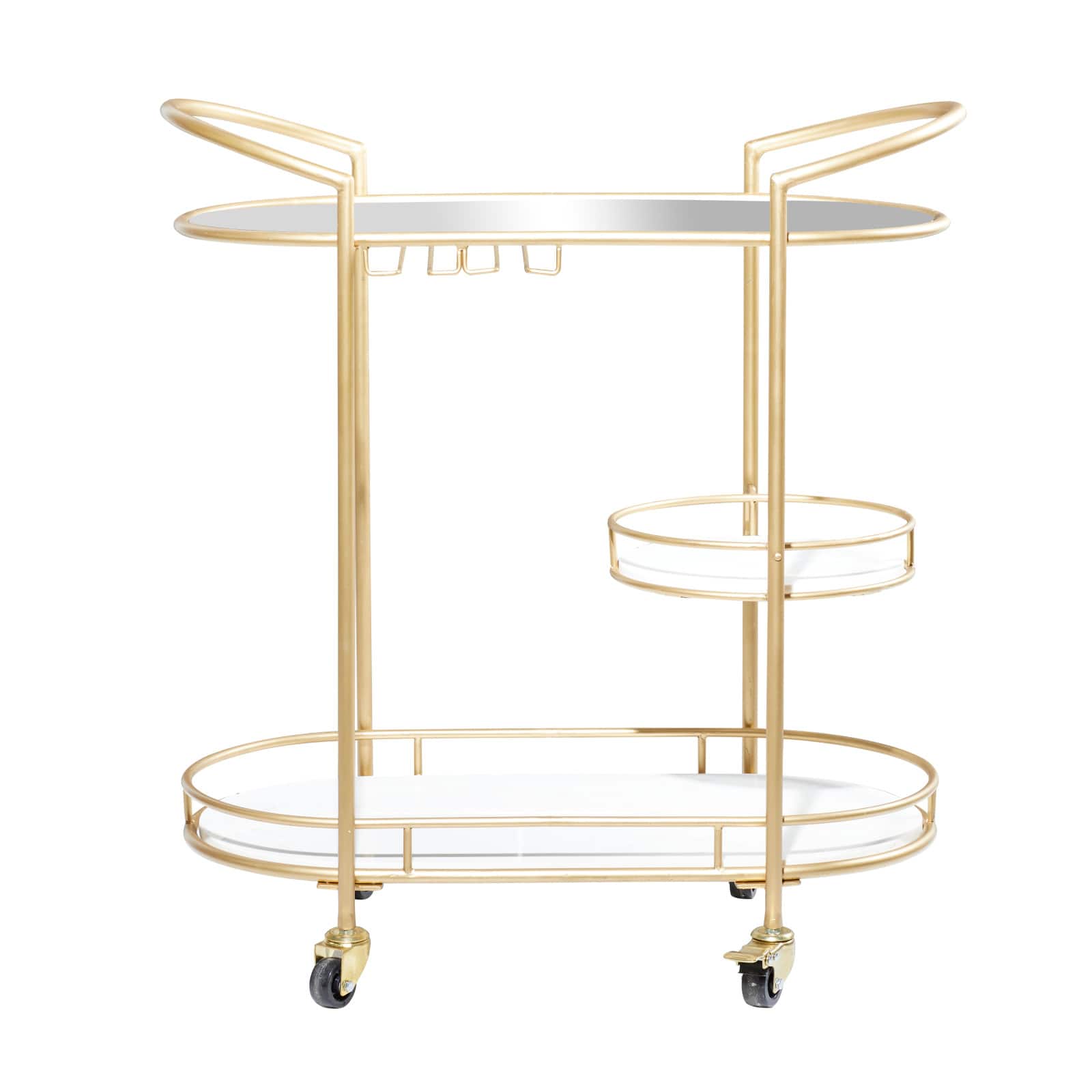 Gold Metal Contemporary Bar Cart, 33&#x22; x 31&#x22; x 16&#x22;