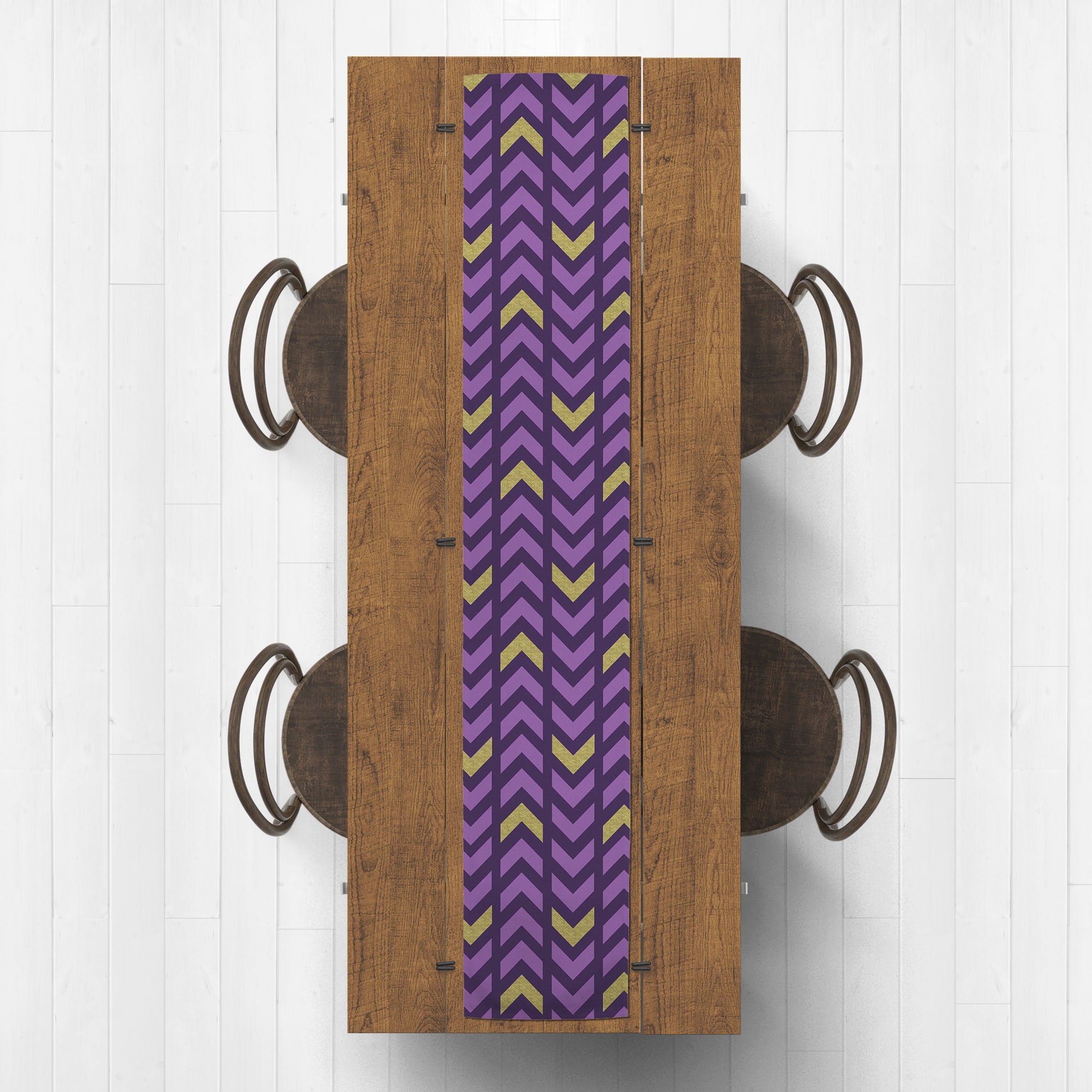 Purple &#x26; Gold Chevron Outdoor Table Runner