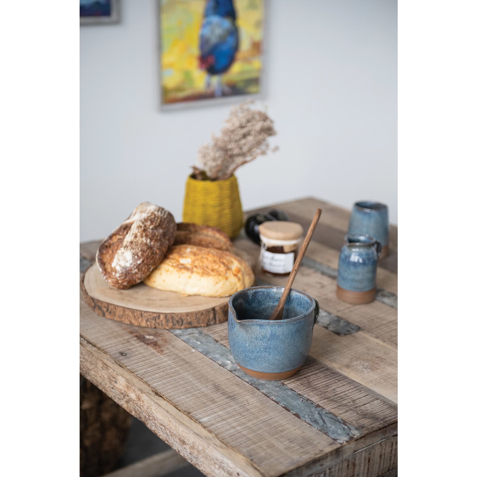 Hello Honey® 5.5" Mustard Hand-Woven Jute & Glass Votive Candle Holder