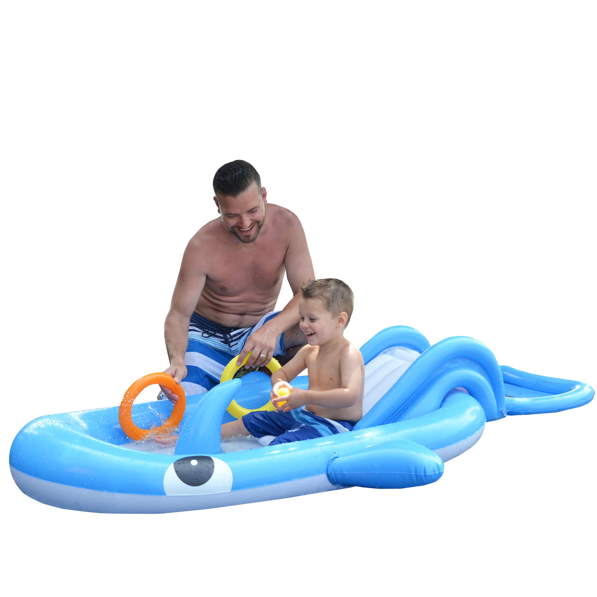 Pool Central&#xAE; 7ft. Inflatable Children&#x27;s Whale Shaped Interactive Play Pool