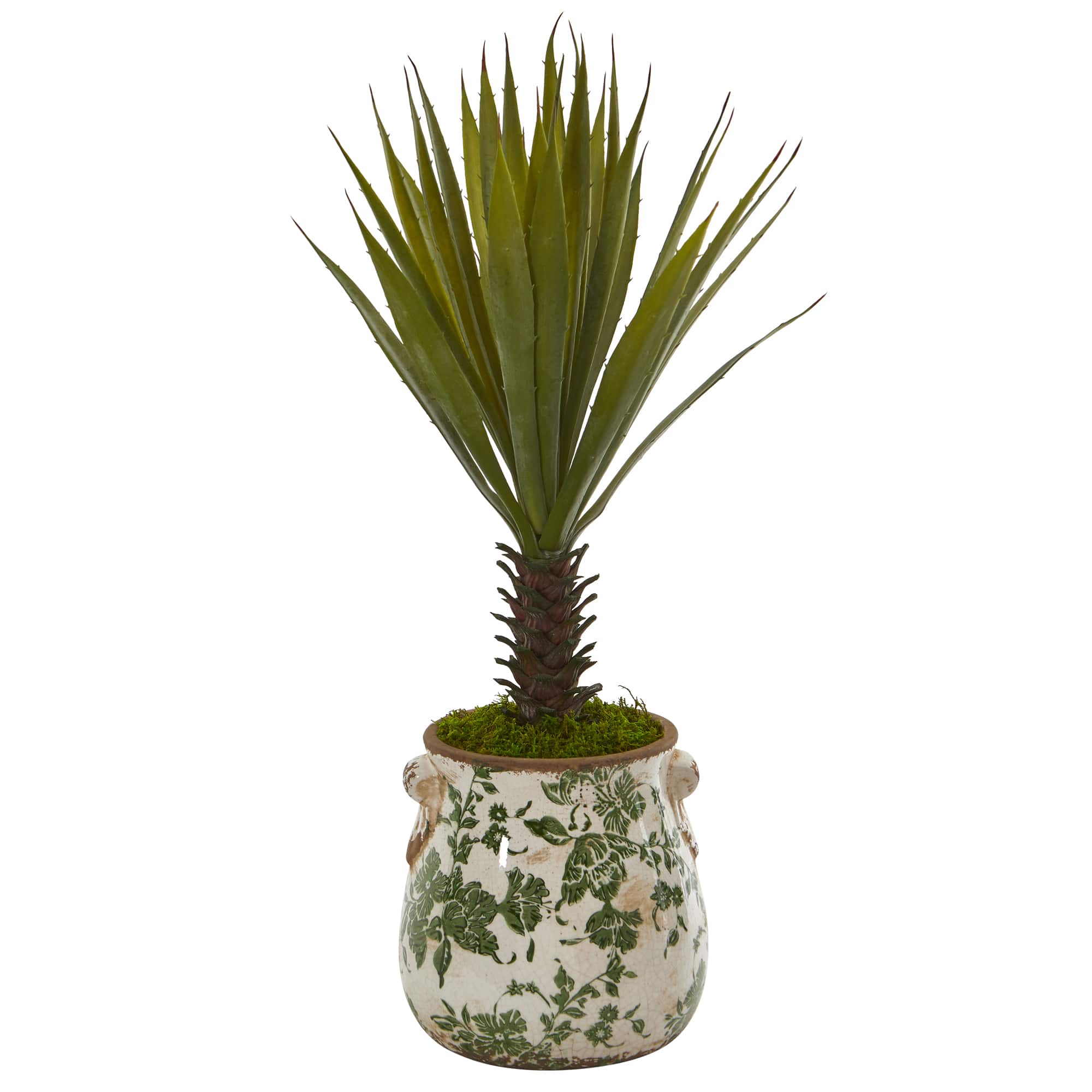 21" Spiky Agave Artificial Plant in Distressed Floral Planter