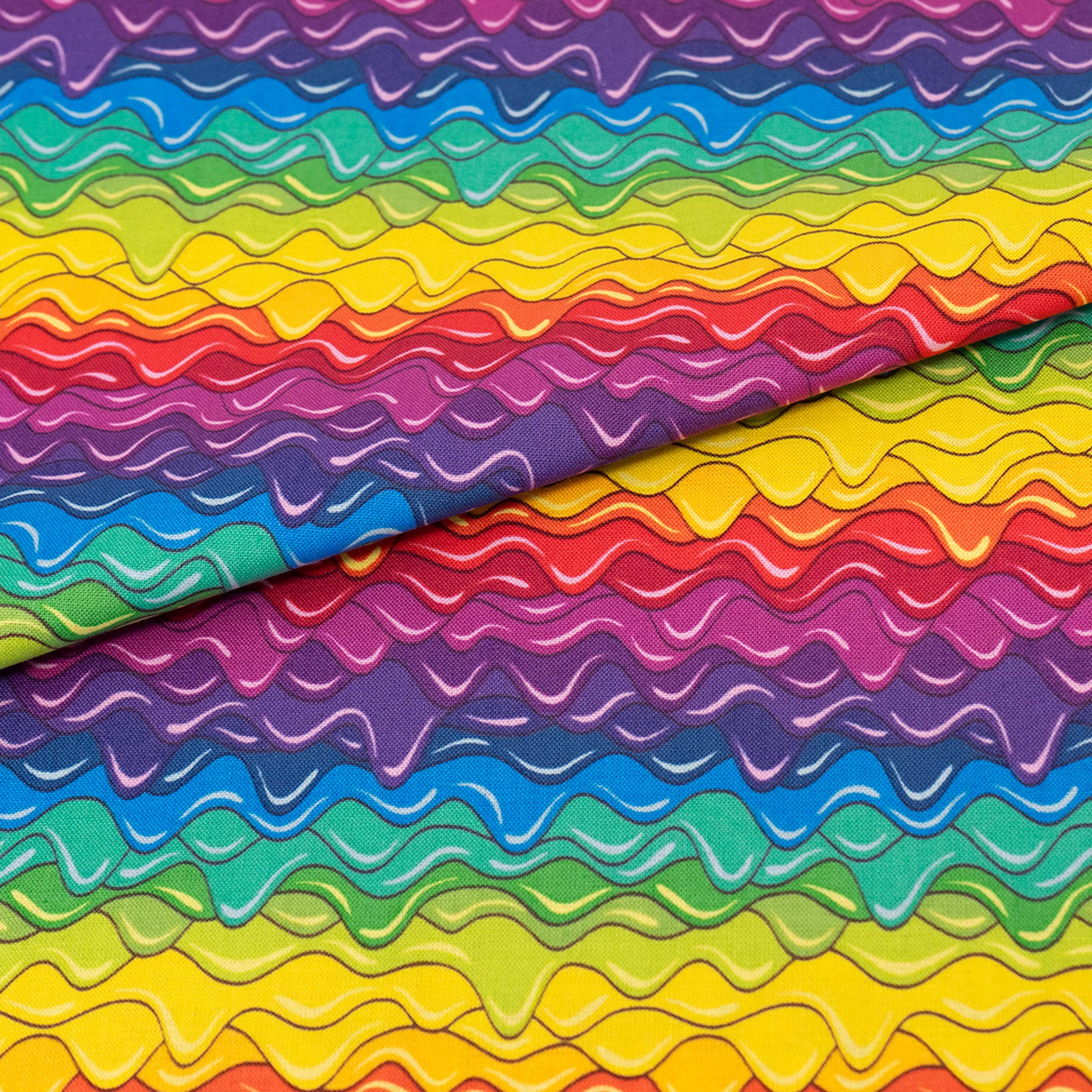 SINGER Rainbow Colorful Wave Cotton Fabric